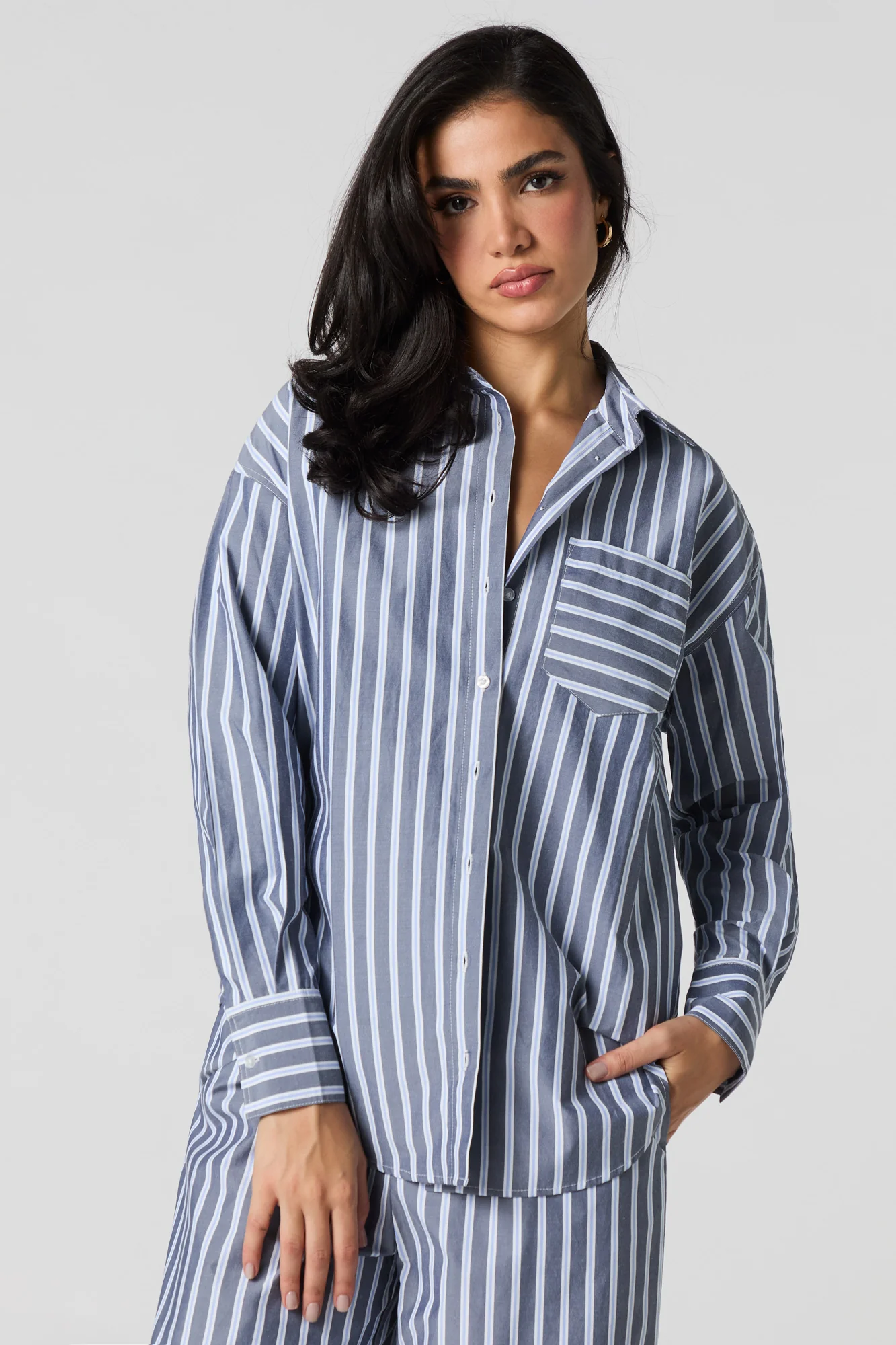 Poplin Button-Up Long Sleeve Top - Image 4