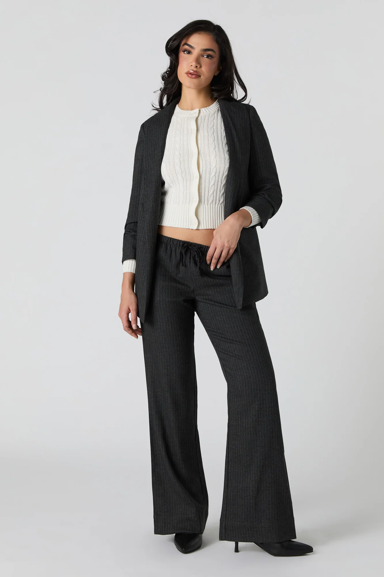 Pantalon habillé évasé à taille coulissante