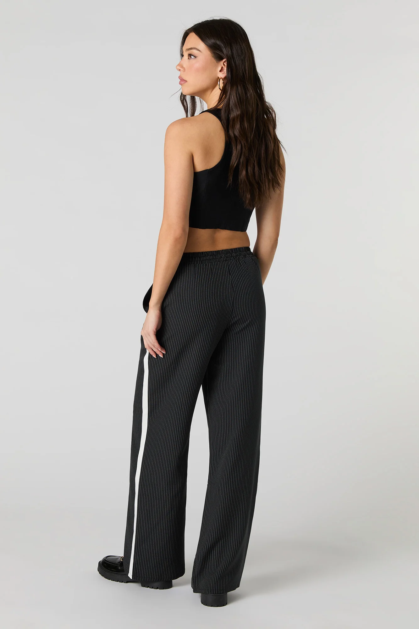 Pinstripe Drawstring Wide Leg Pant - Image 8