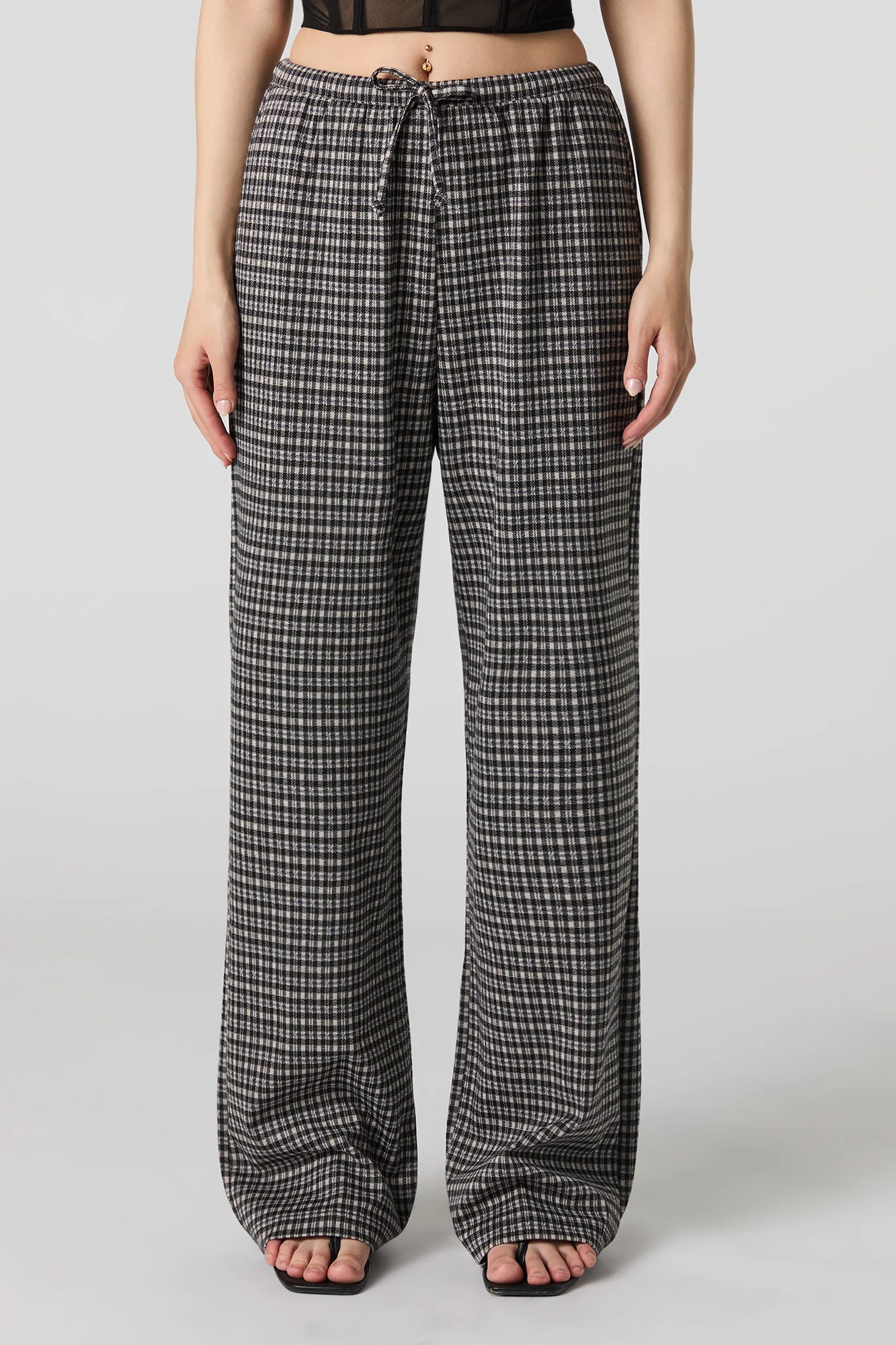 Pantalon habillé à motif pied-de-poule et jambe large - Image 3