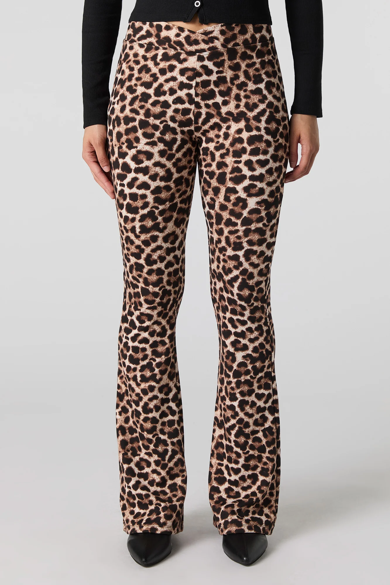Pantalon évasé doux imprimé à taille repliée - Image 2