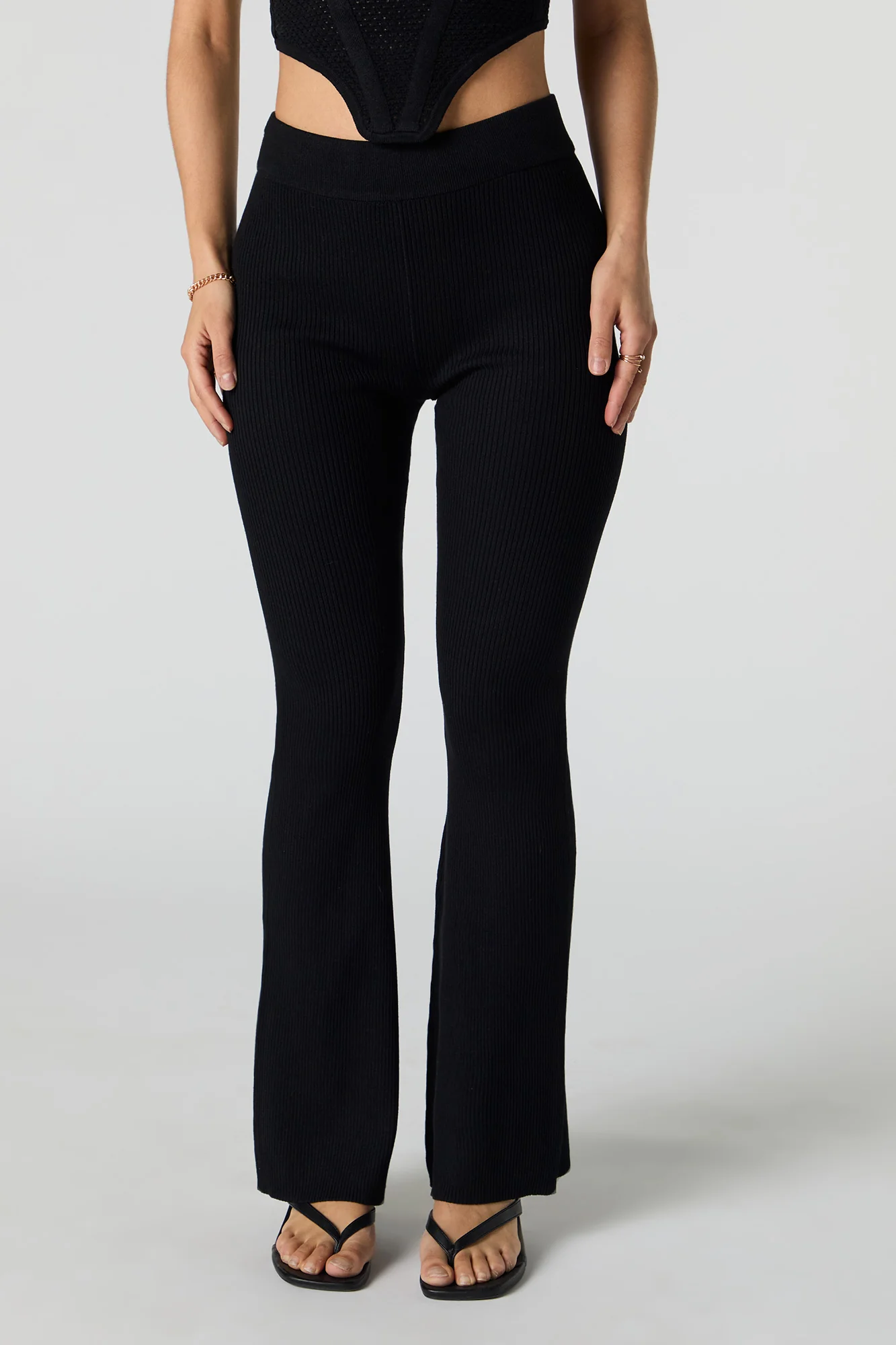 Pantalon évasé en tricot côtelé - Image 6