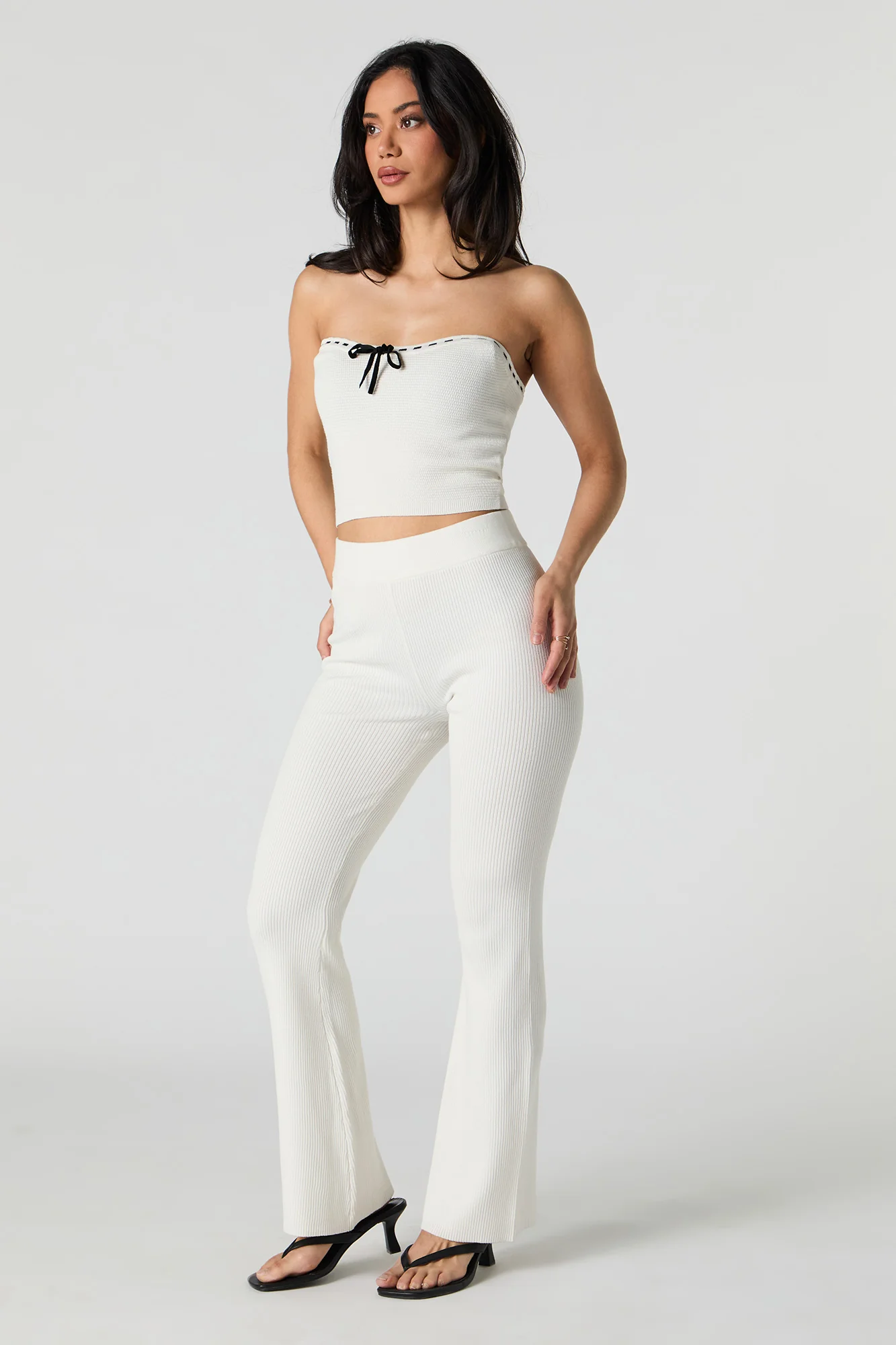 Pantalon évasé en tricot côtelé - Image 8
