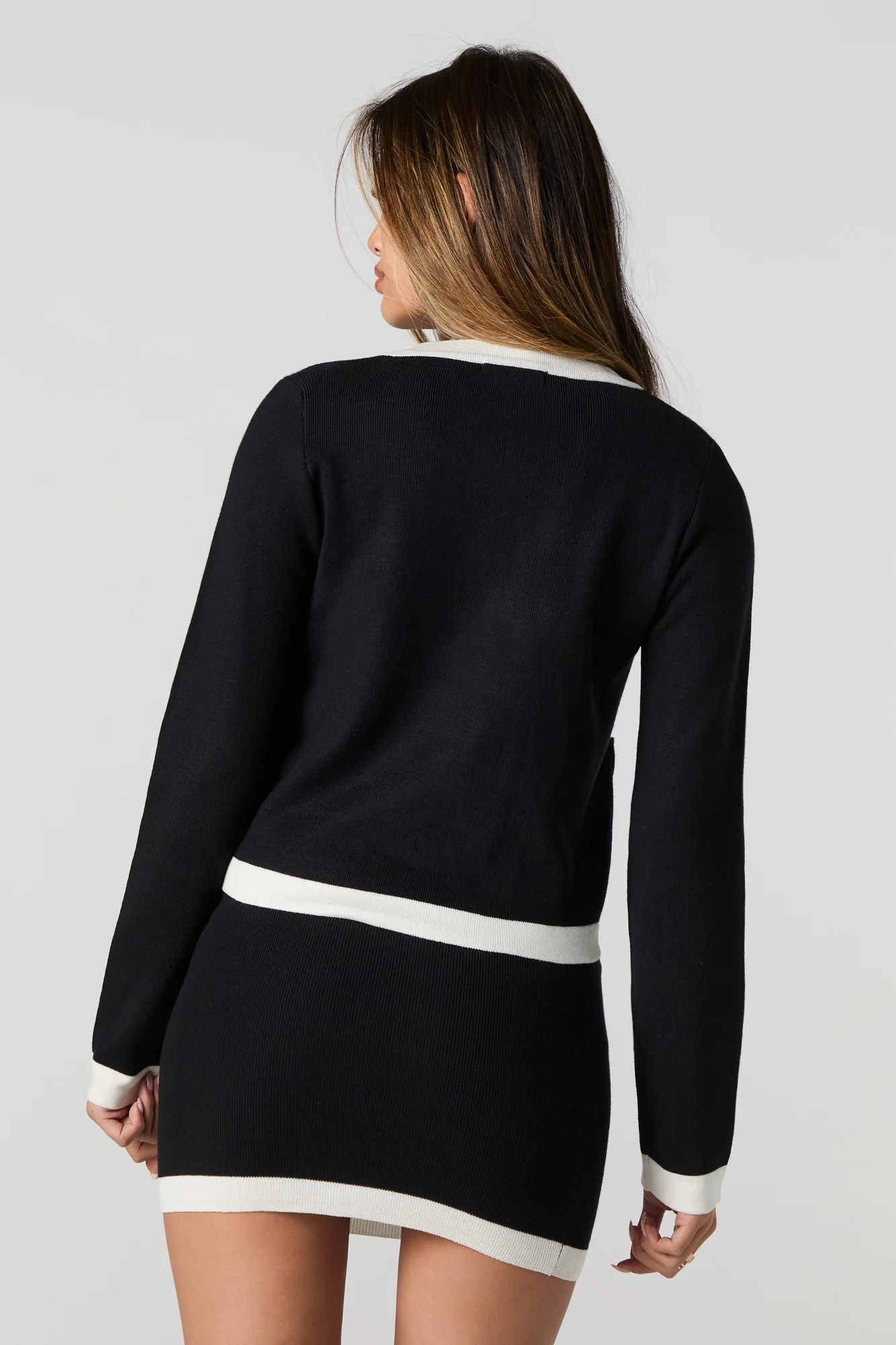 Contrast Trim Knit Mini Skirt - Image 5