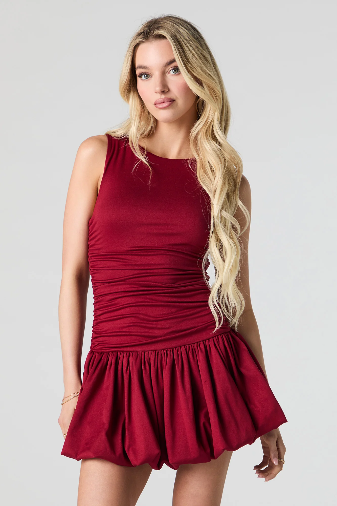 Ruched Mini Bubble Dress - Image 14