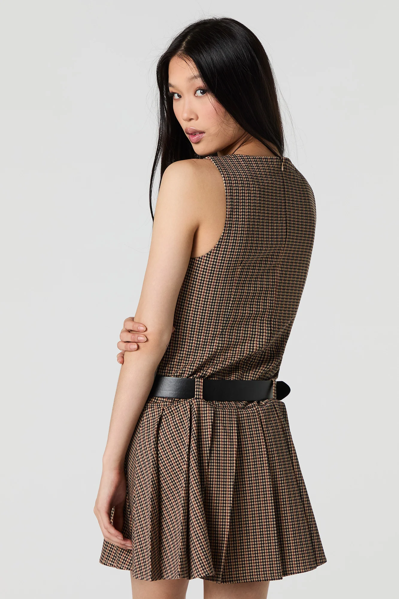 Belted Pleated Mini Dress - Image 2