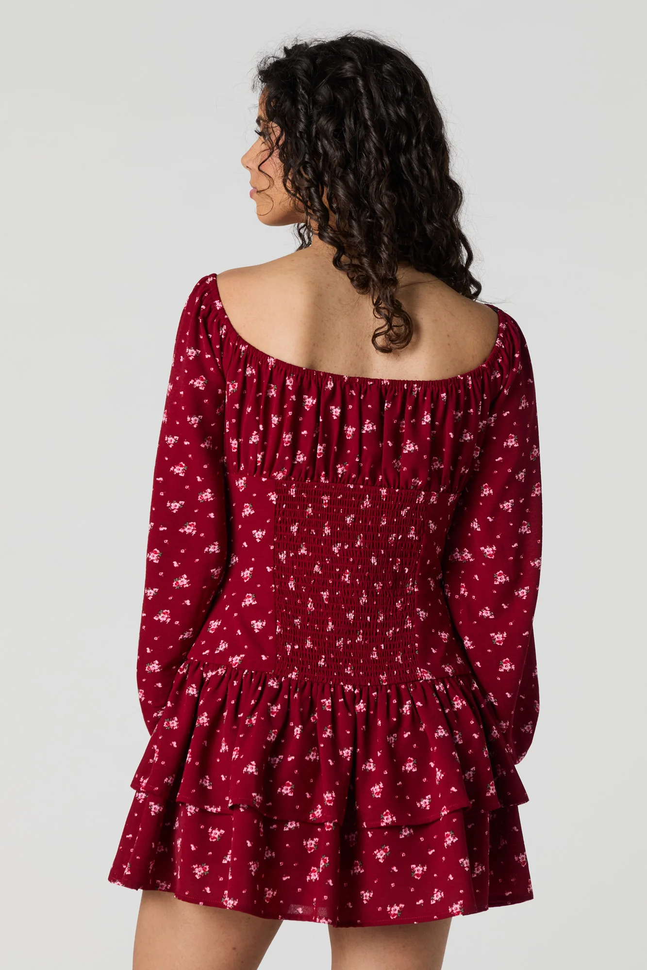 Flowy Fit & Flare Long Sleeve Mini Dress - Image 12