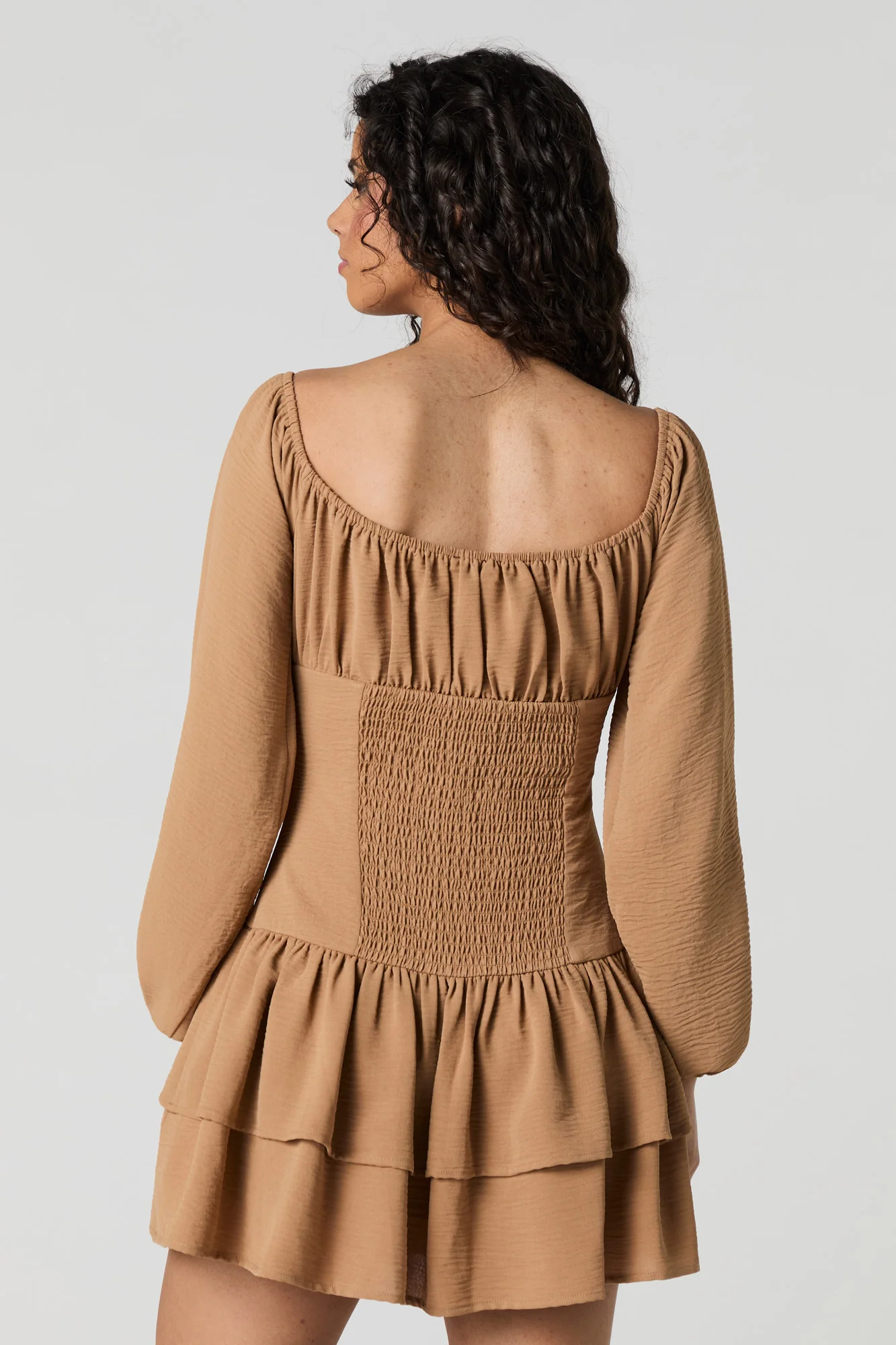 Flowy Fit & Flare Long Sleeve Mini Dress - Image 2