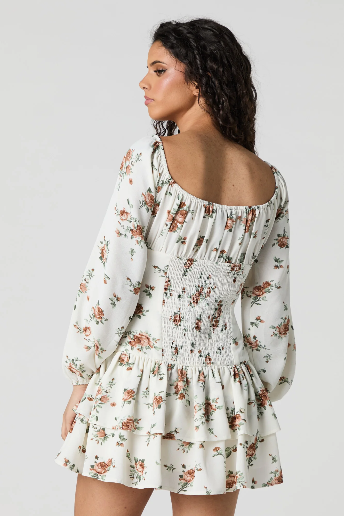 Flowy Fit & Flare Long Sleeve Mini Dress - Image 5