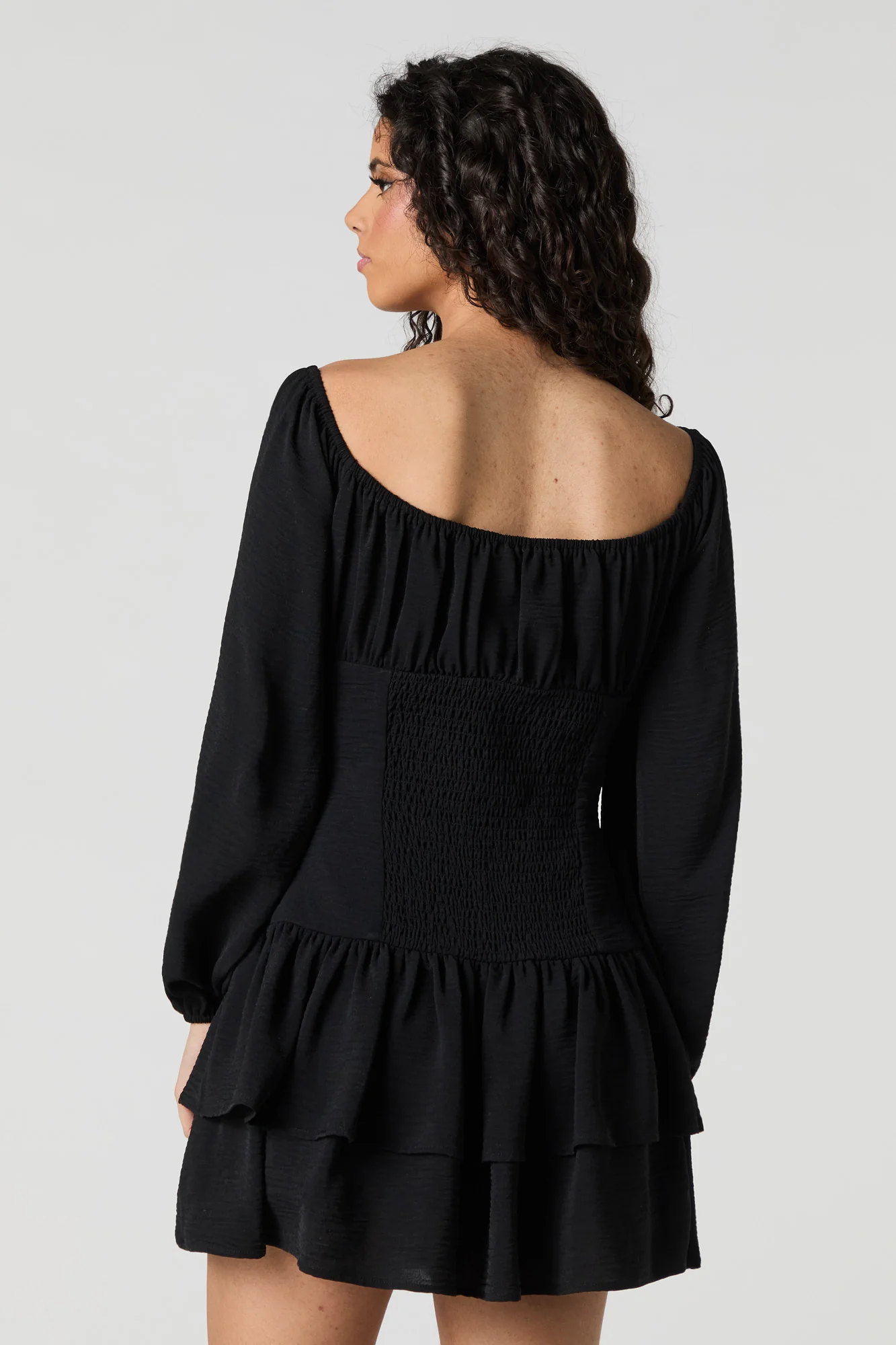 Flowy Fit & Flare Long Sleeve Mini Dress - Image 9