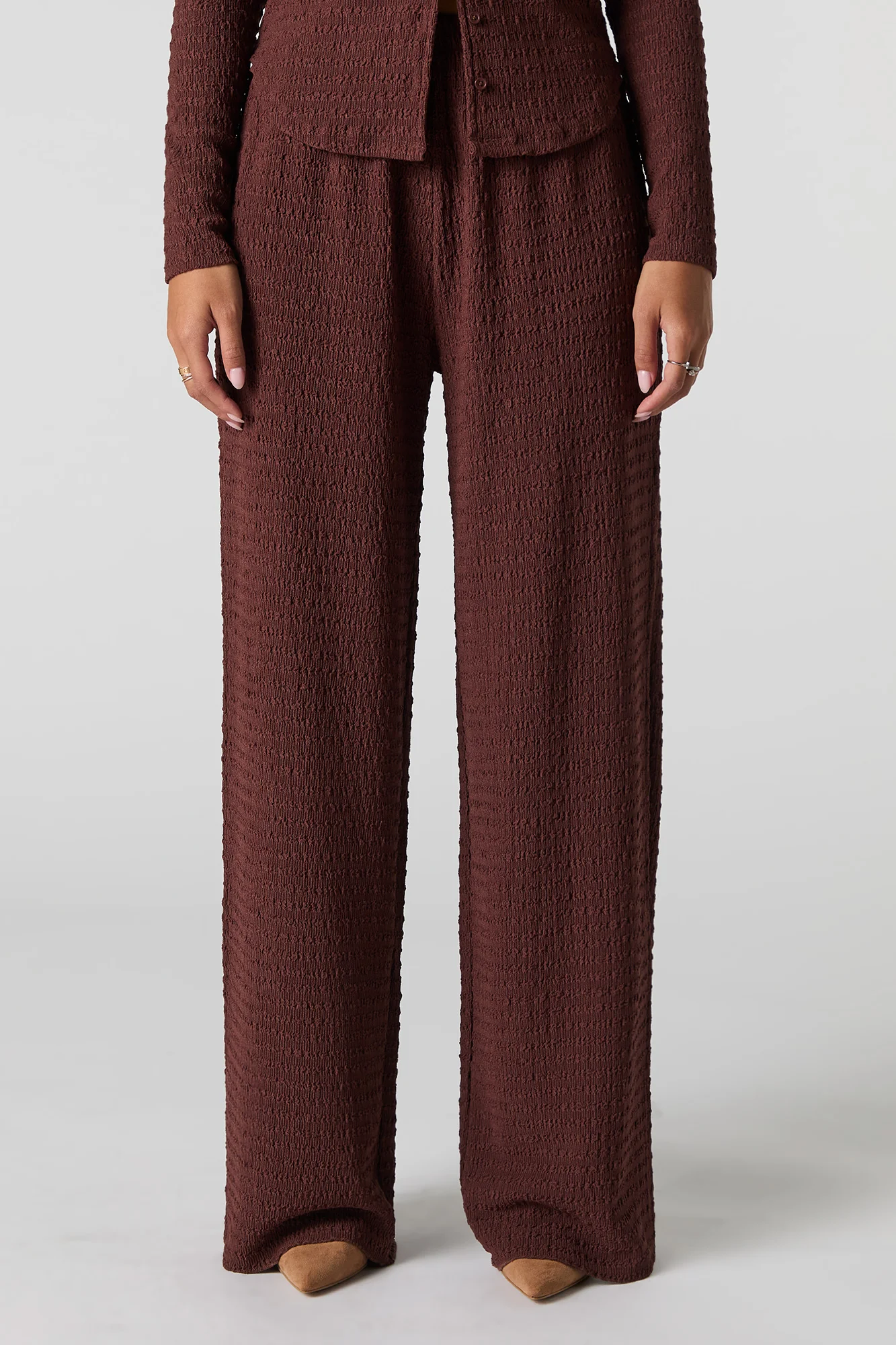 Textured Slit Wide Leg Pant - Image 2