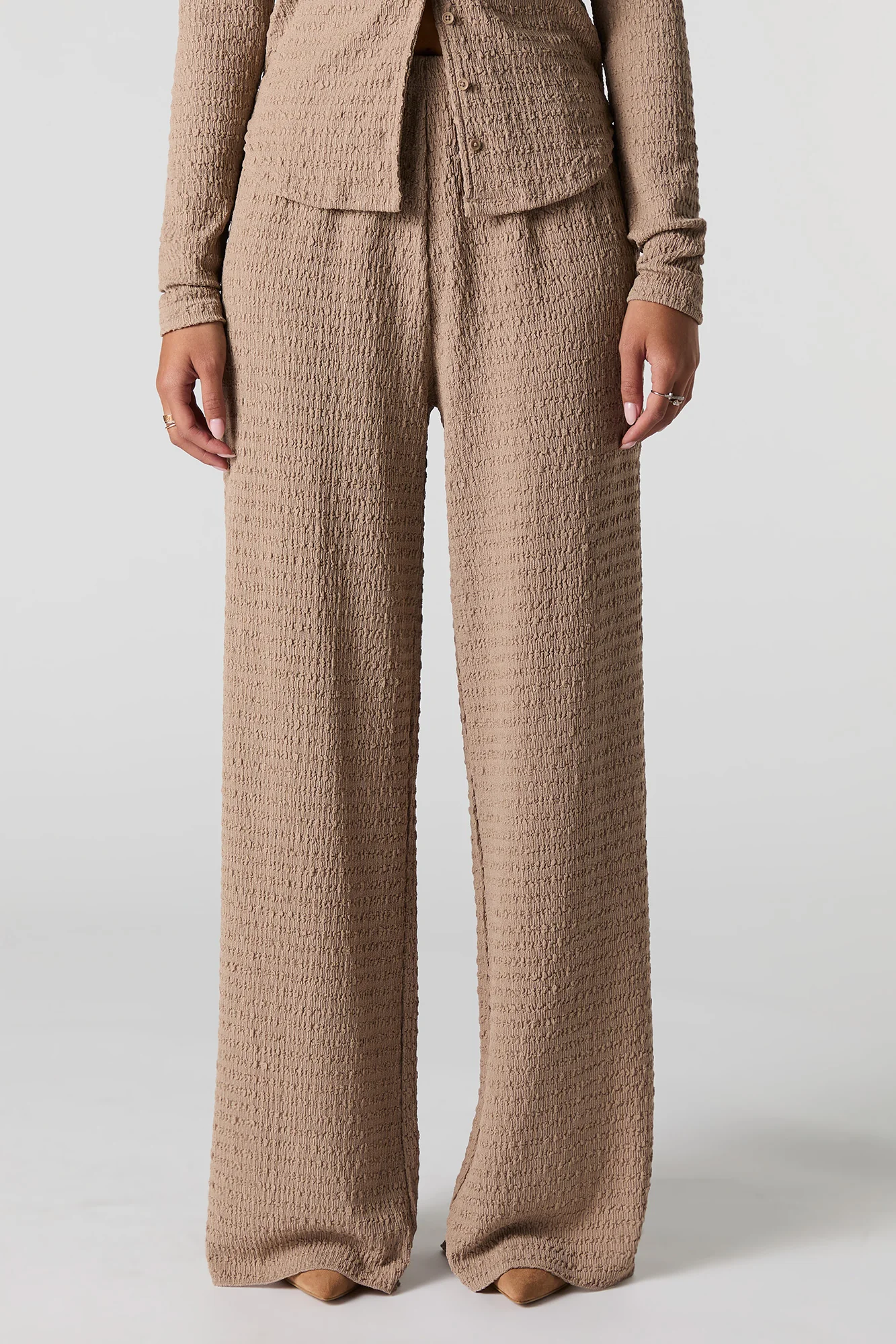 Textured Slit Wide Leg Pant - Image 8