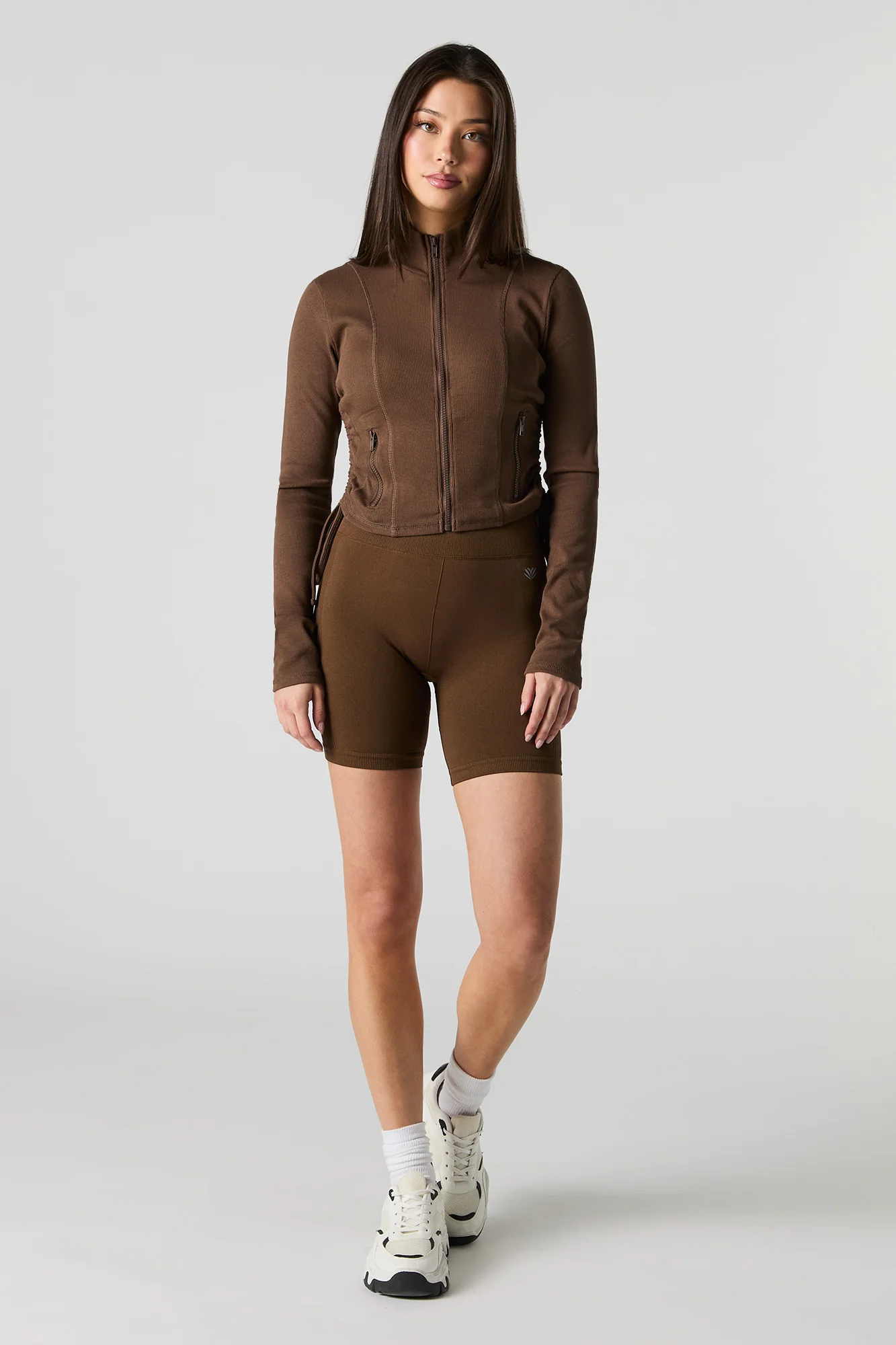 Active Ribbed Zip-Up Long Sleeve Top - Image 3