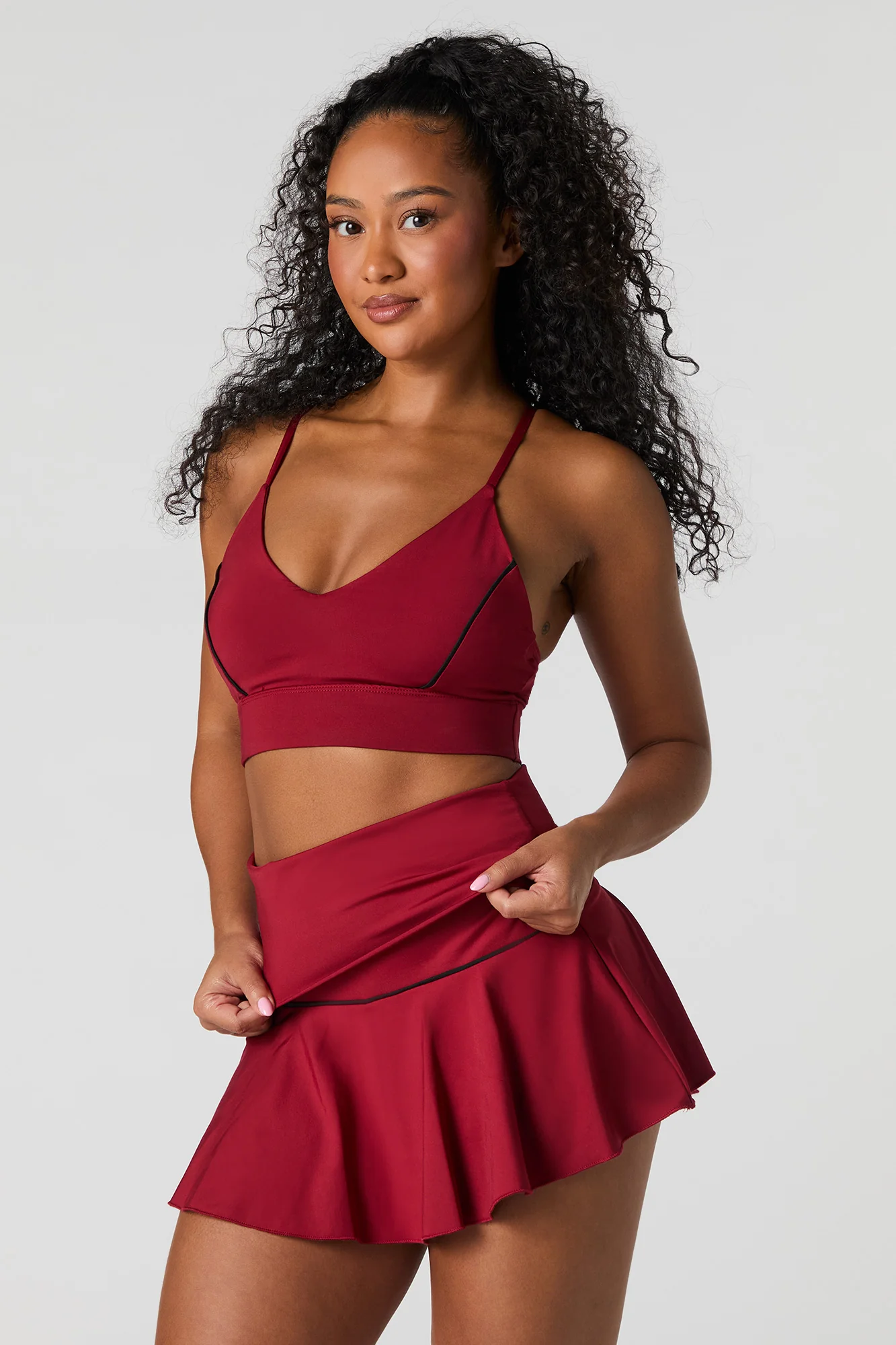 Active Piping Detail Foldover Mini Skort - Image 18