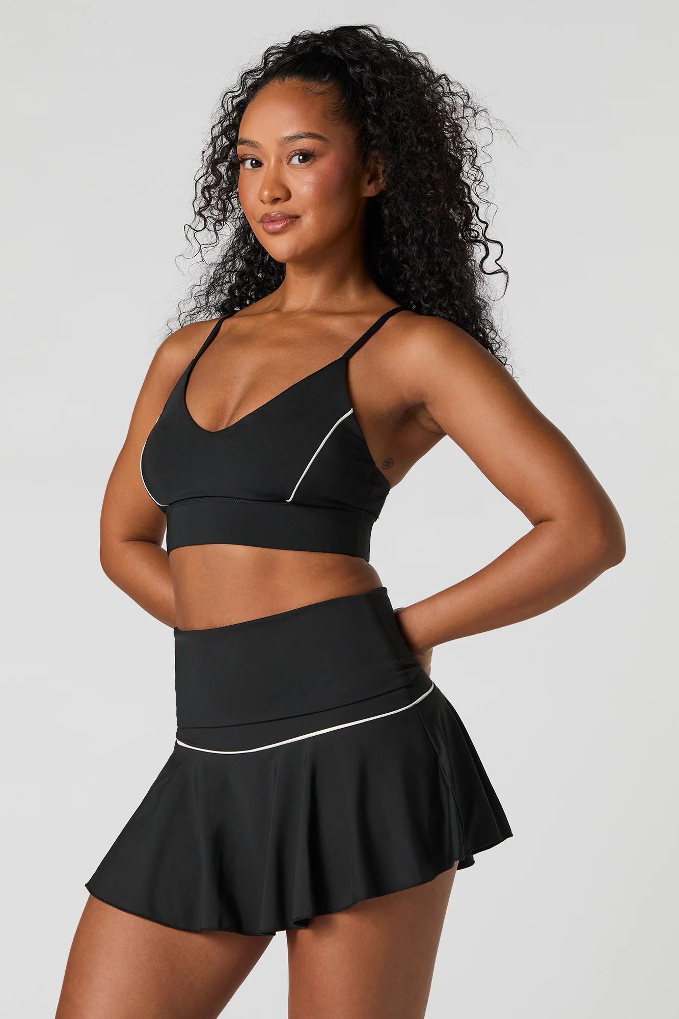 Active Piping Detail Foldover Mini Skort - Image 6