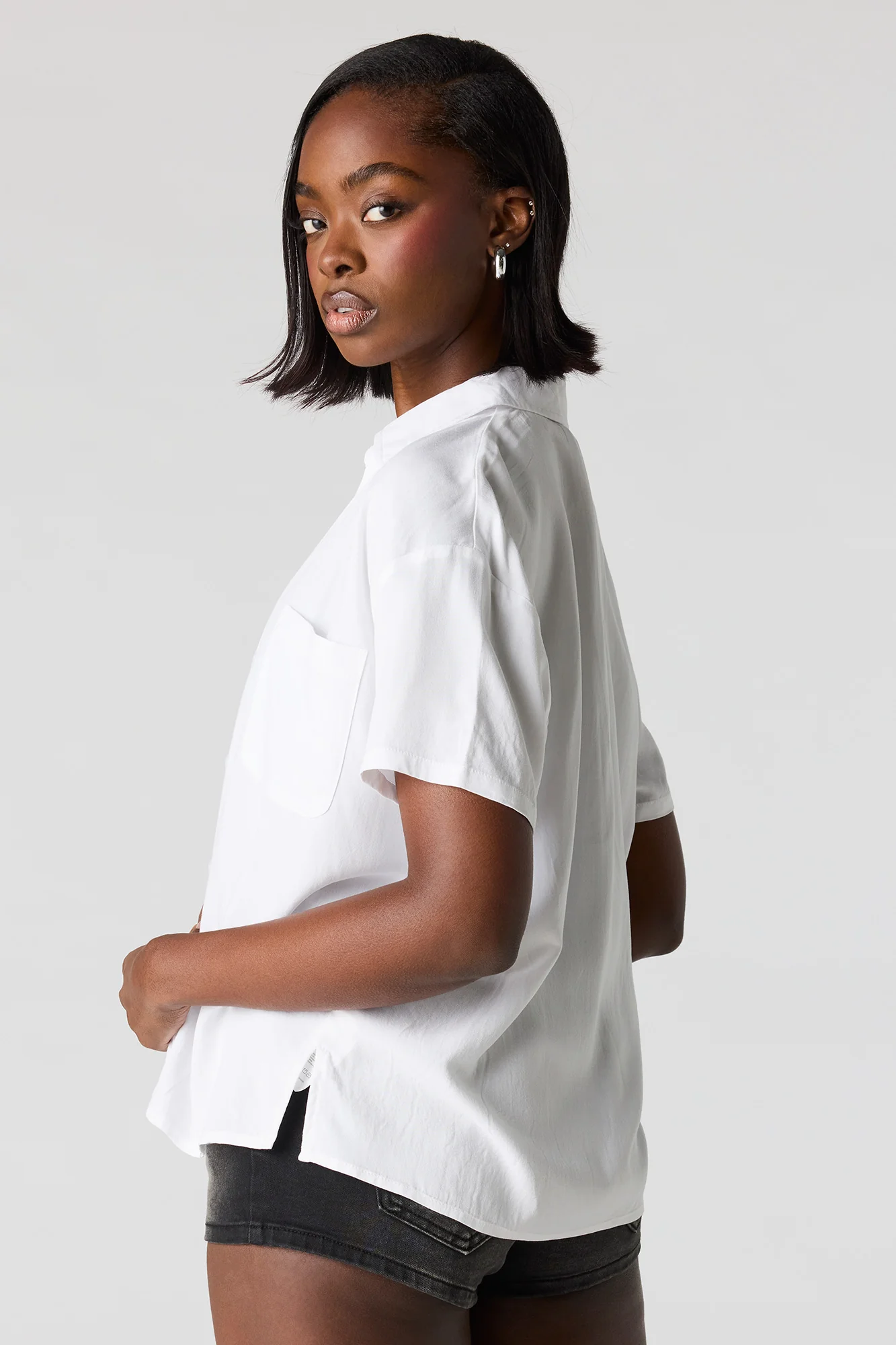 Short Sleeve Button-Up Top - Image 8
