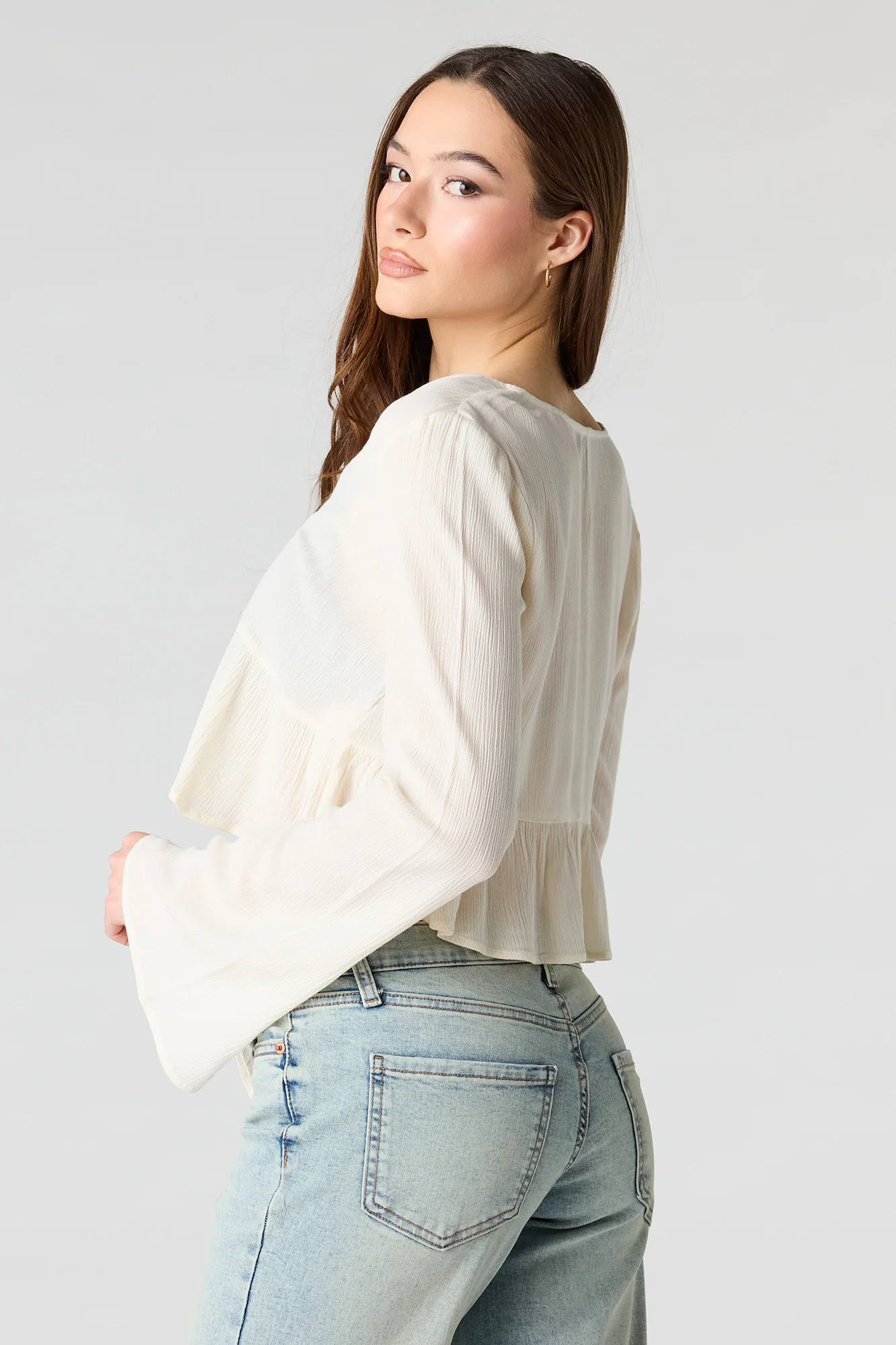 Self-Tie Long Sleeve Top - Image 9