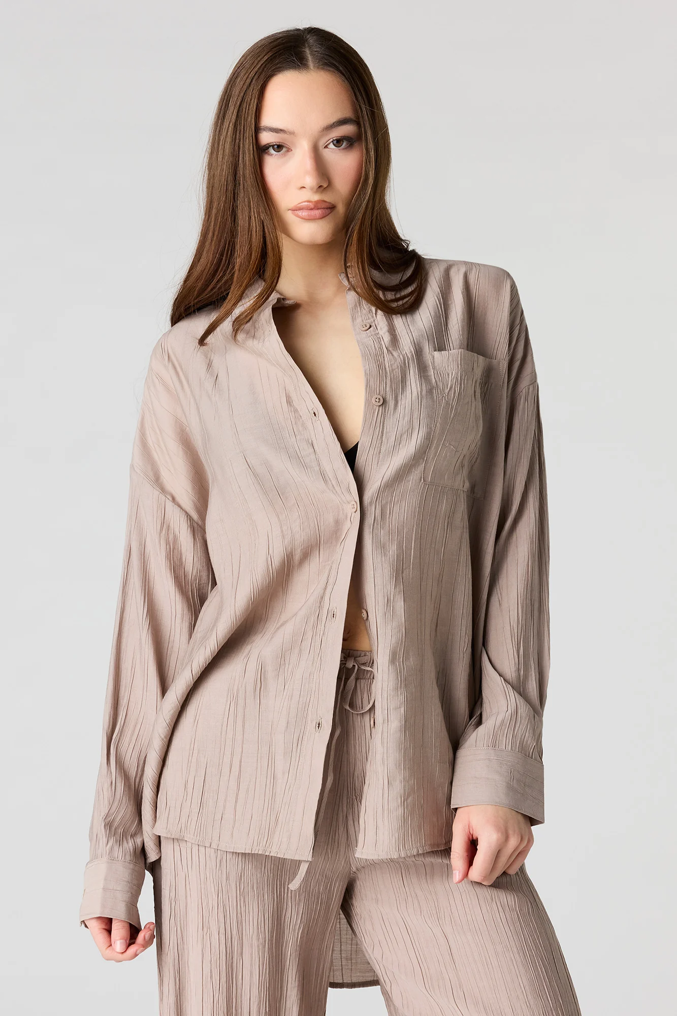 Textured Button-Up Oversized Top - Image 10