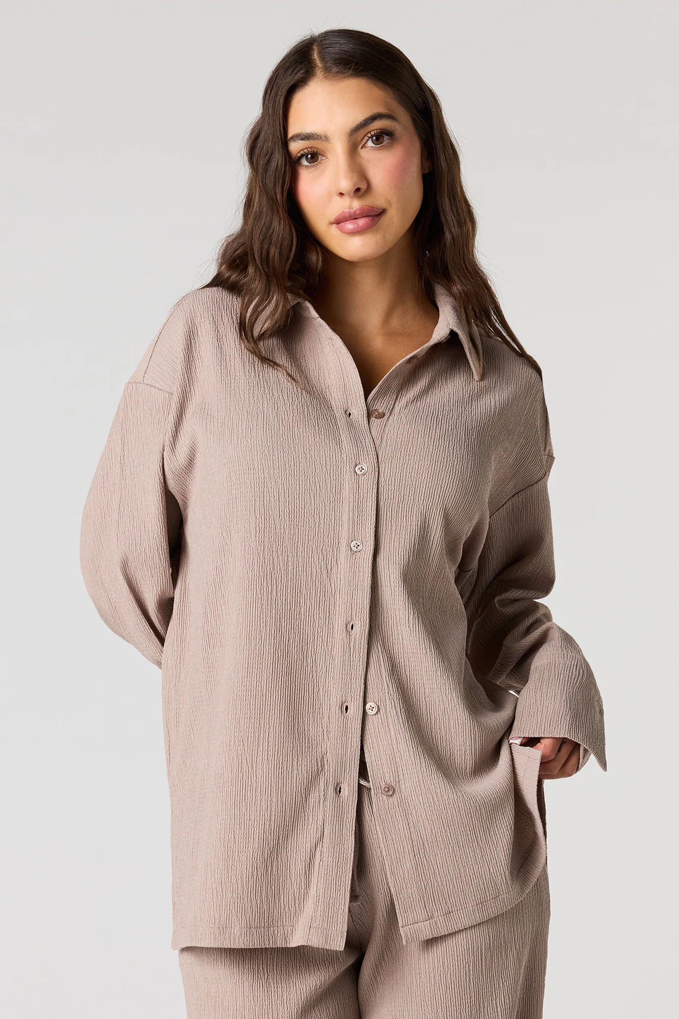 Textured Knit Button-Up Long Sleeve Top - Image 10