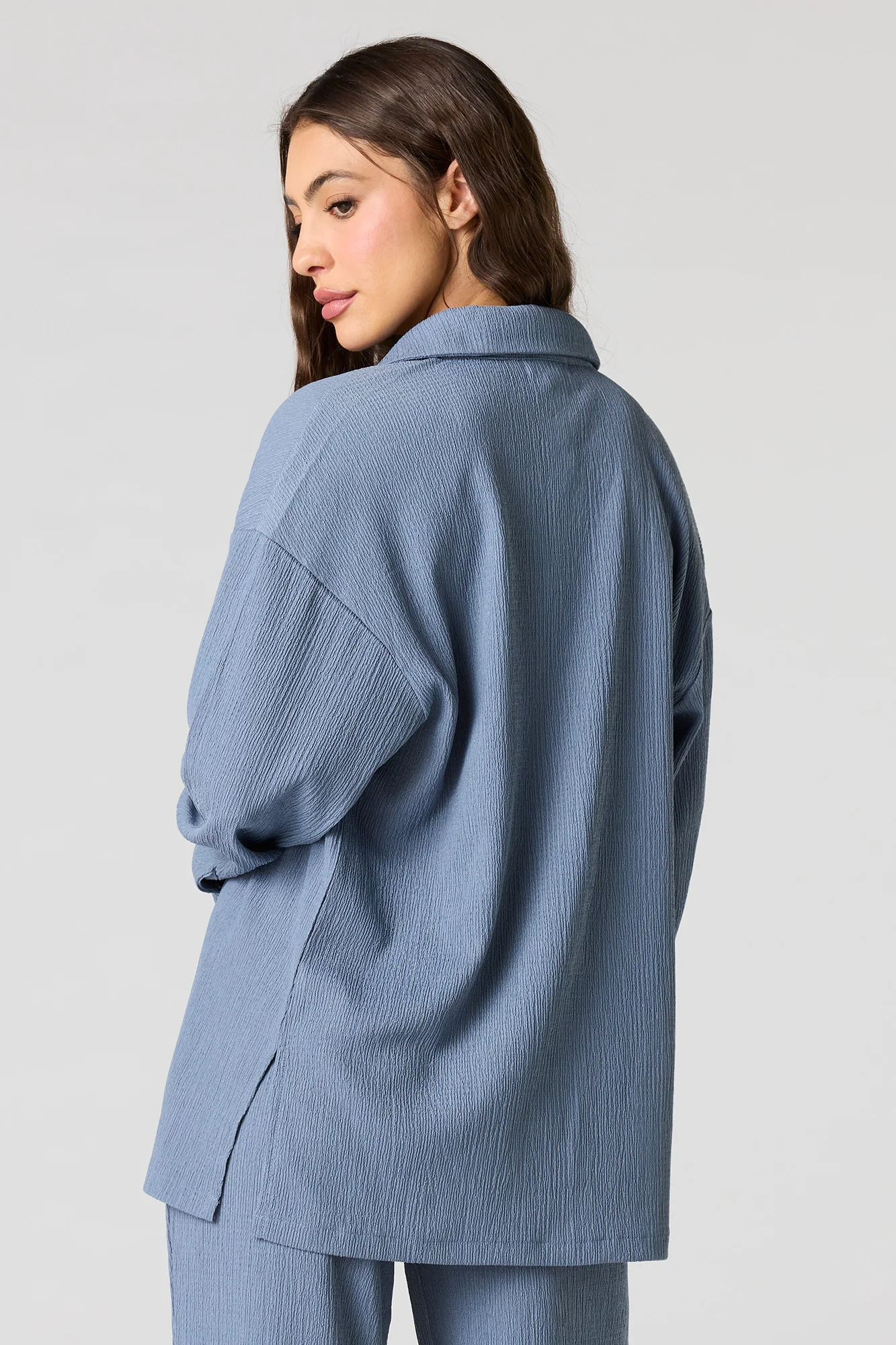 Textured Knit Button-Up Long Sleeve Top - Image 2