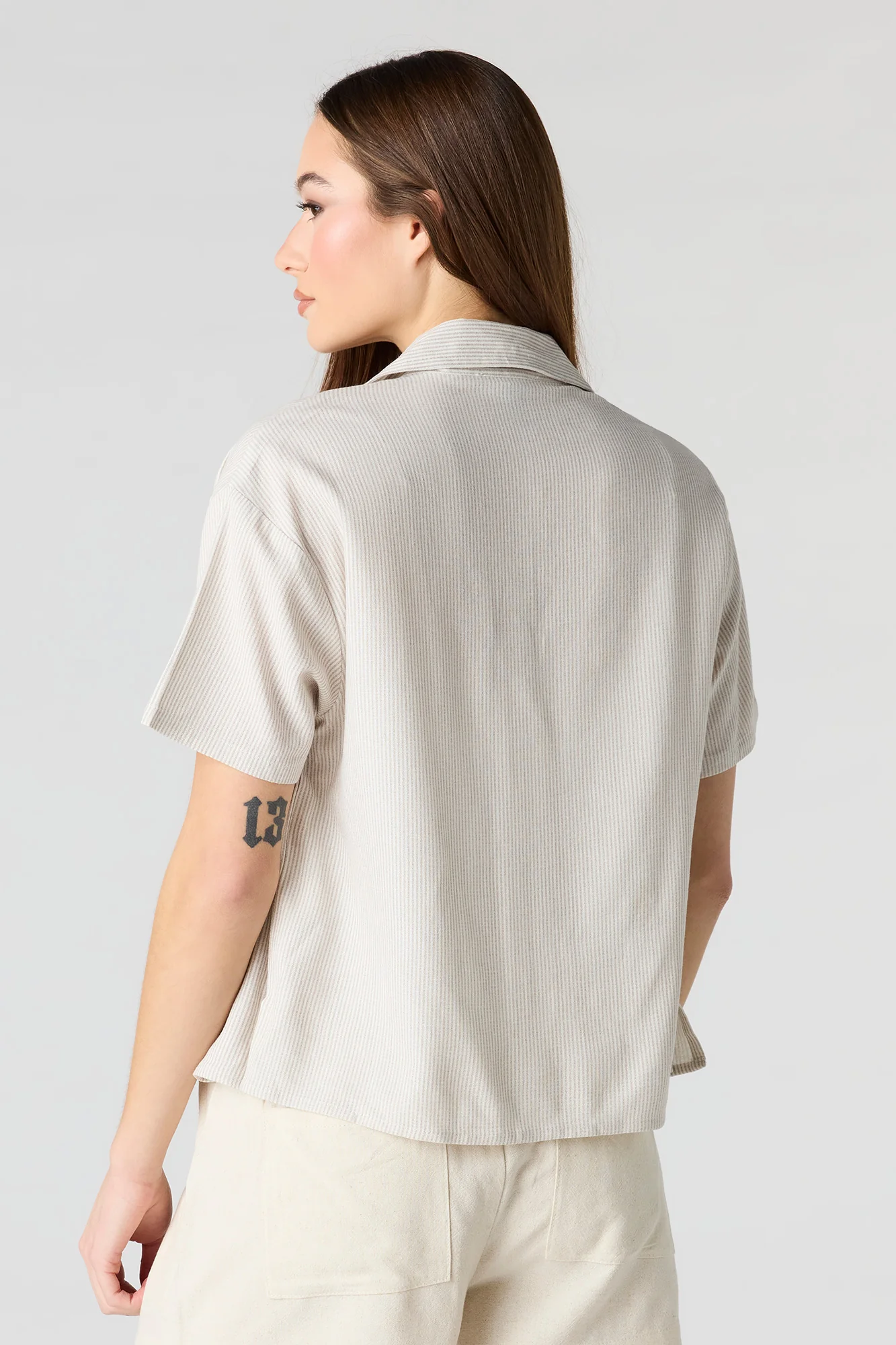 Linen-Blend Button-Up Collared Top - Image 14