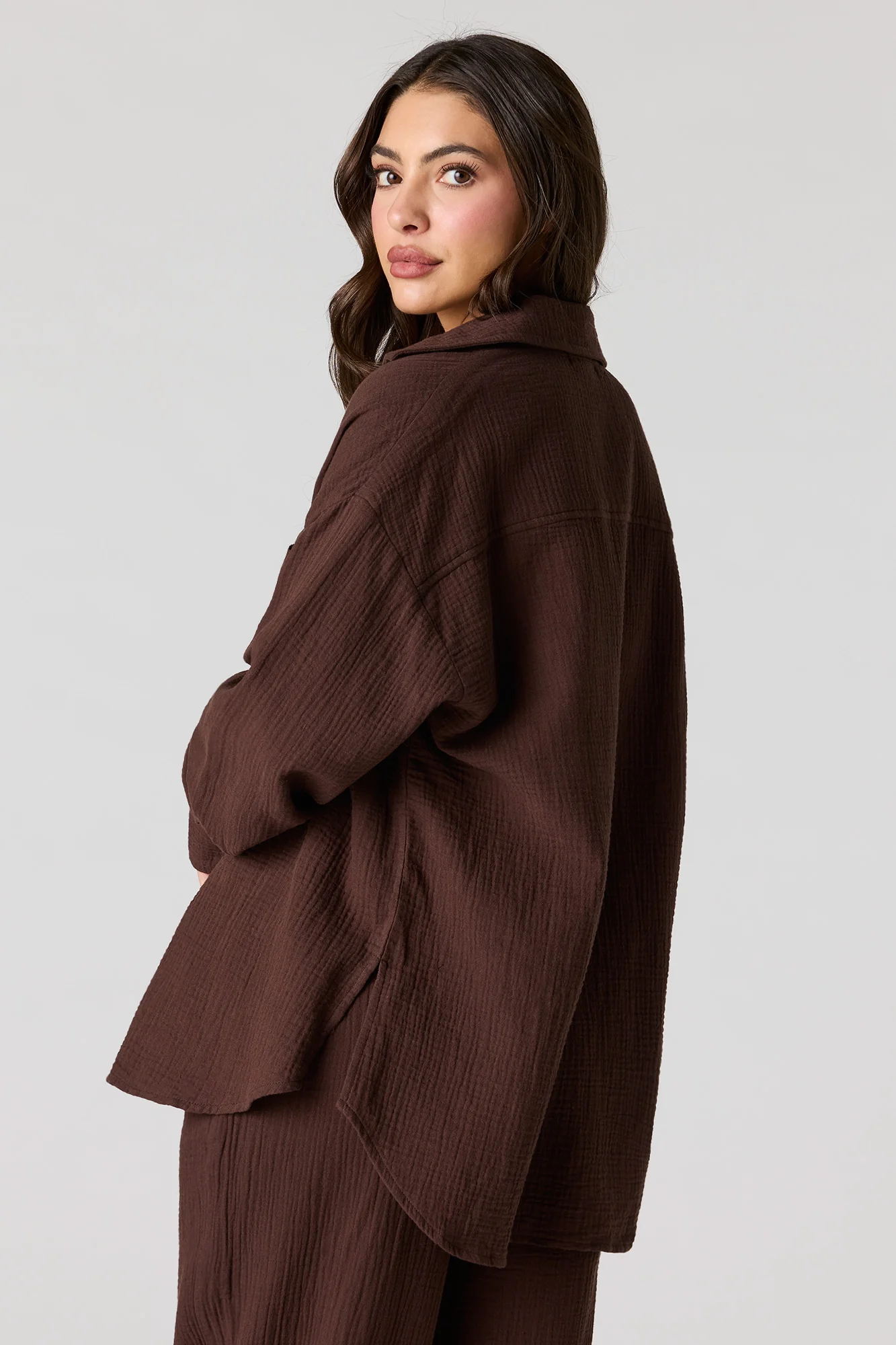 Gauze Button-Up Oversized Top - Image 11