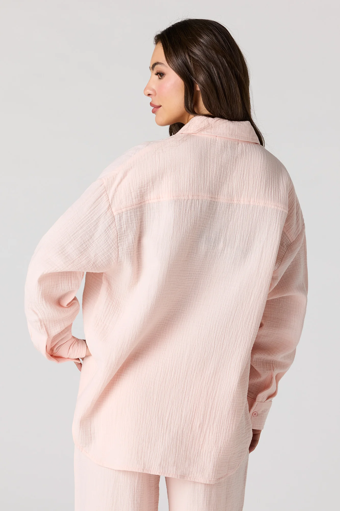 Gauze Button-Up Oversized Top - Image 2