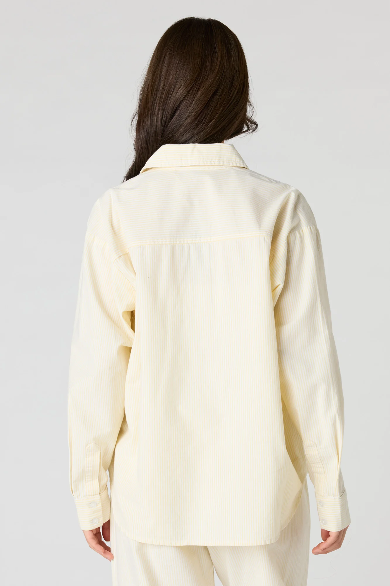 Oversized Pinstriped Button-Up Top - Image 14