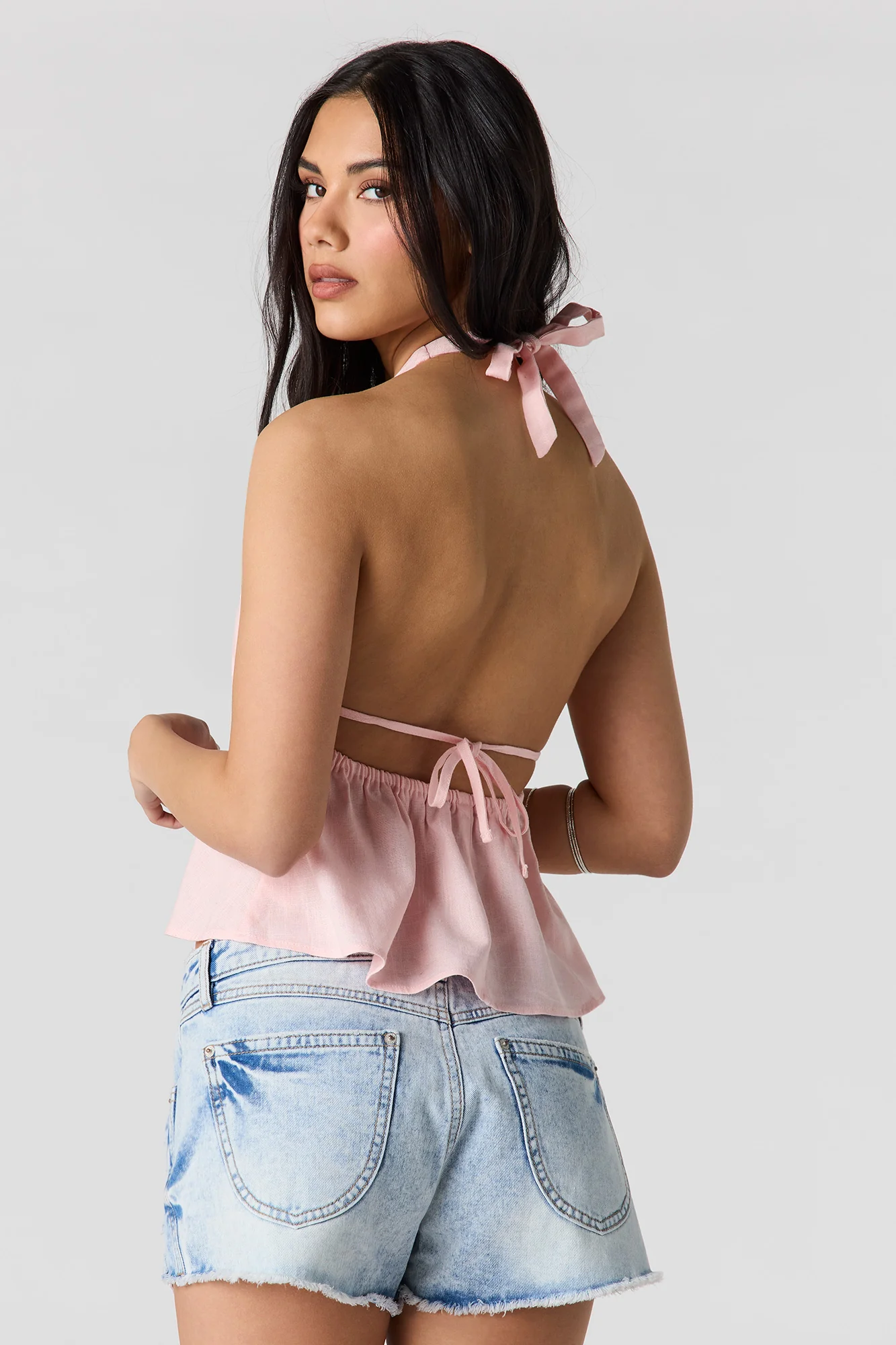 Linen-Blend Halter Top - Image 2
