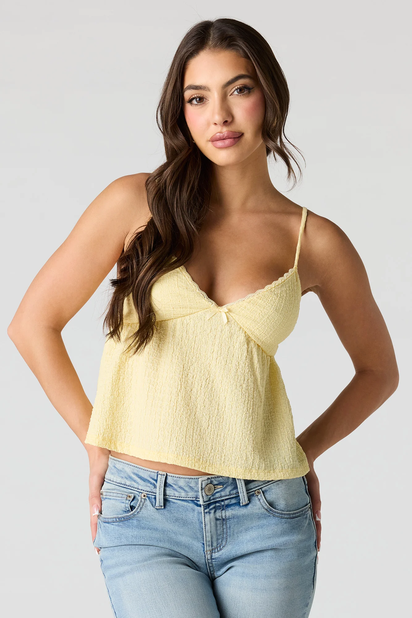 Textured V-Neck Babydoll Tank - Image 10