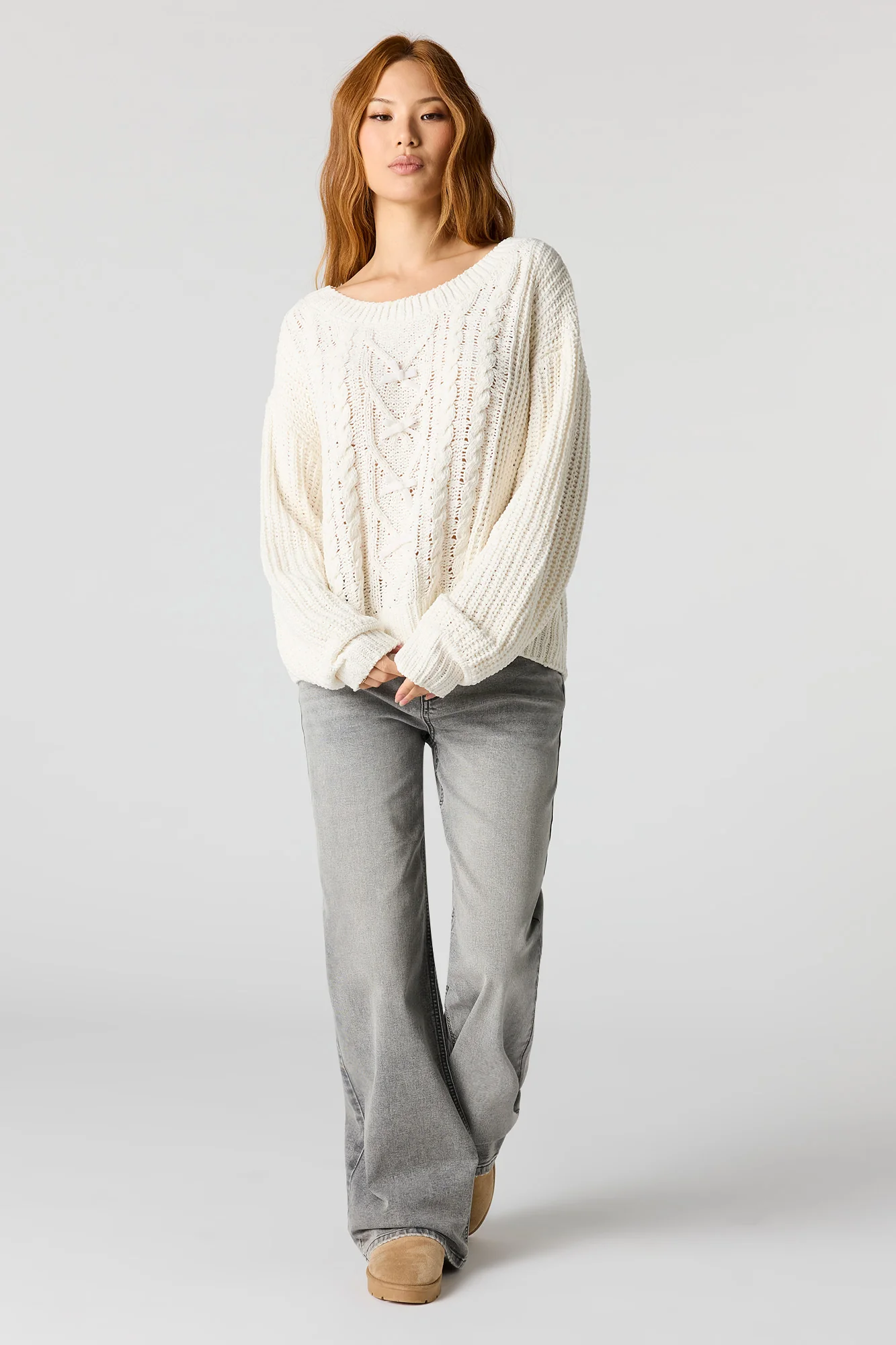 Cable Knit Bow Detail Sweater - Image 10
