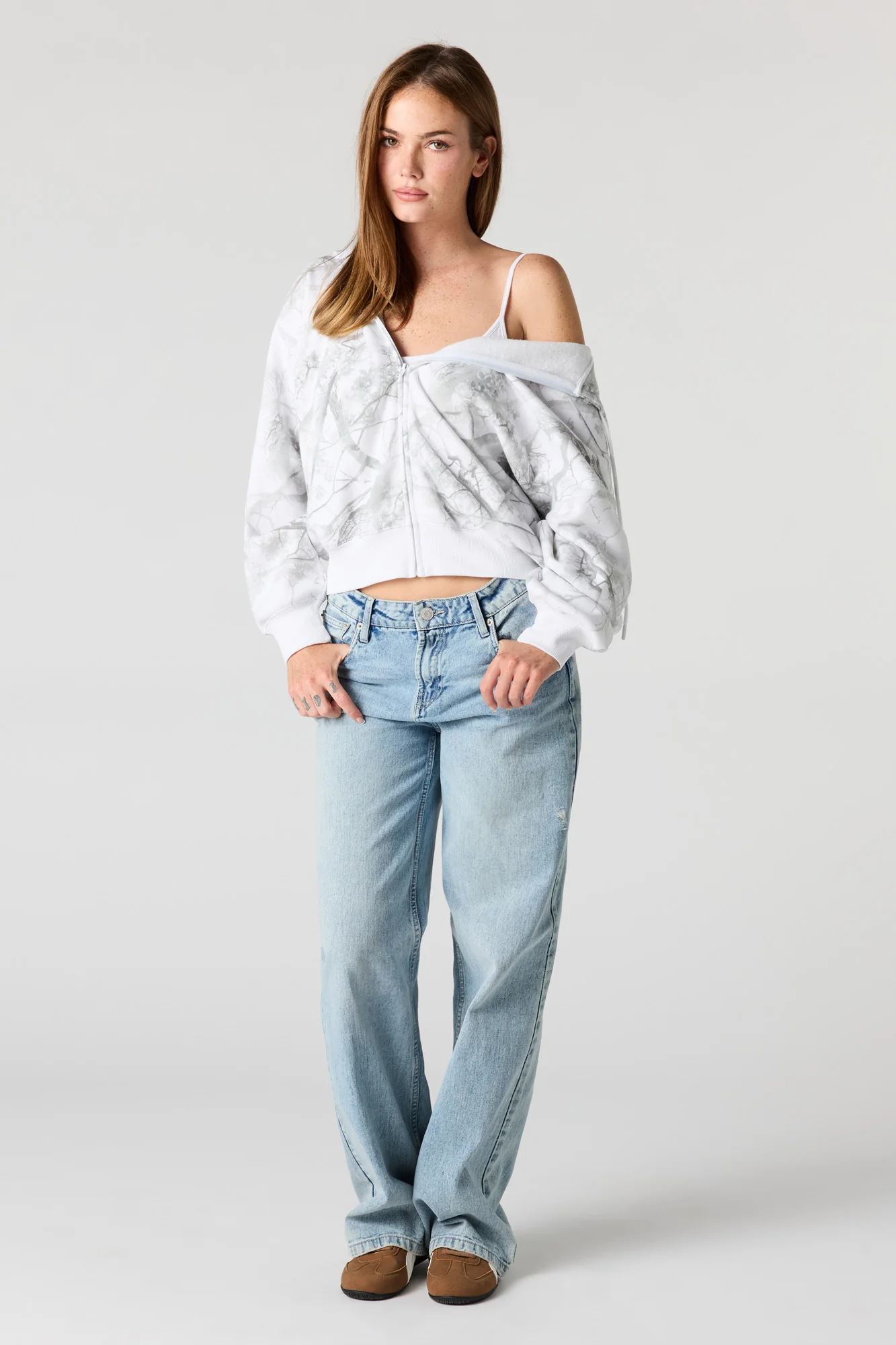Boxy Fleece Zip-Up Hoodie - Image 3