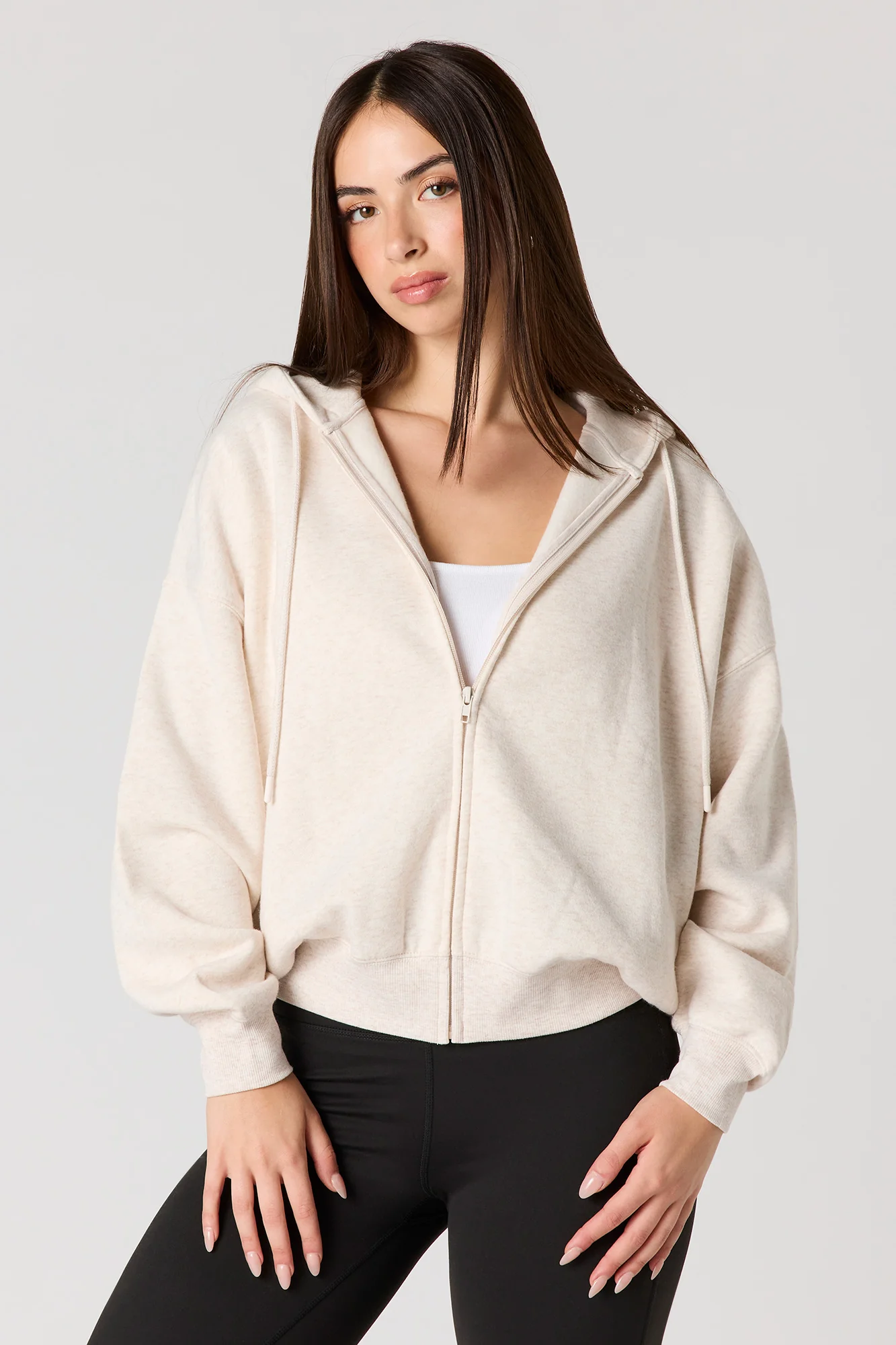 Boxy Zip-Up Fleece Hoodie - Image 11