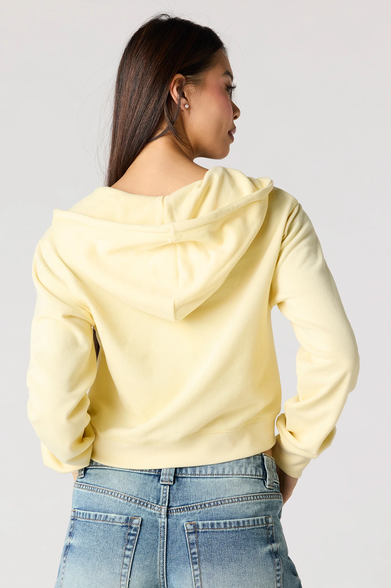 Fleece Zip-Up Crop Hoodie - Image 2