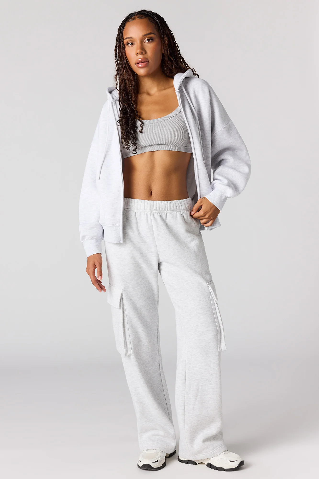 Wide Leg Cargo Fleece Sweatpant