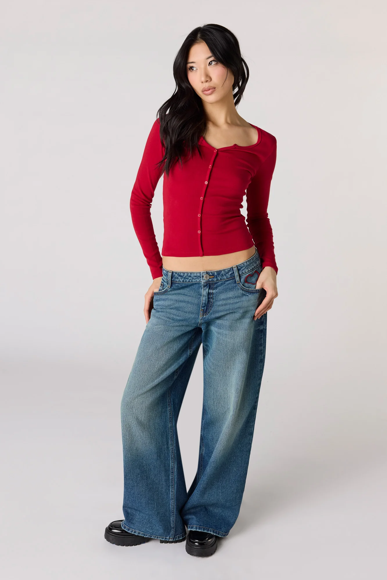 Embroidered Low Rise Super Baggy Jean - Image 3