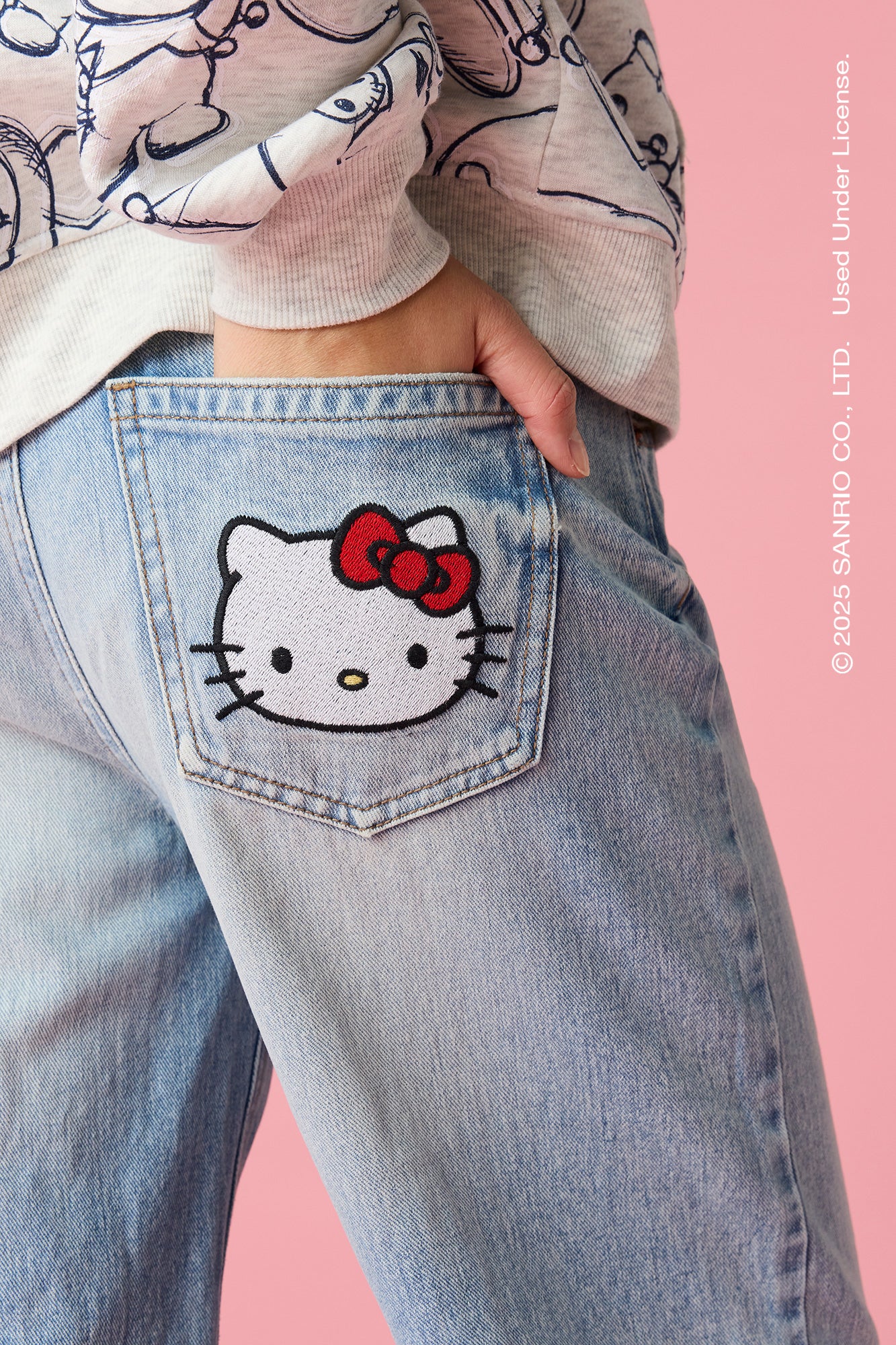 Hello Kitty® Embroidered Low Rise Baggy Jean - Image 4