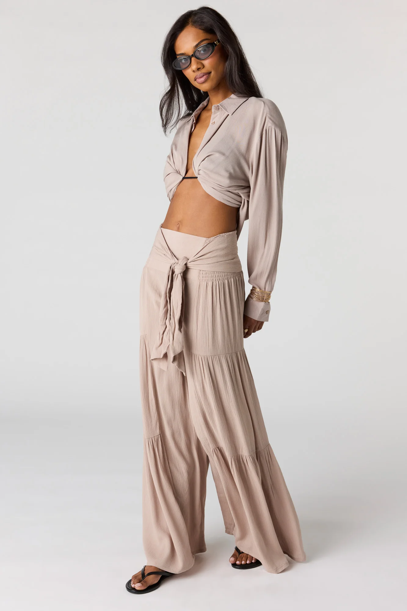 Tie Waist Tiered Palazzo Pant - Image 13