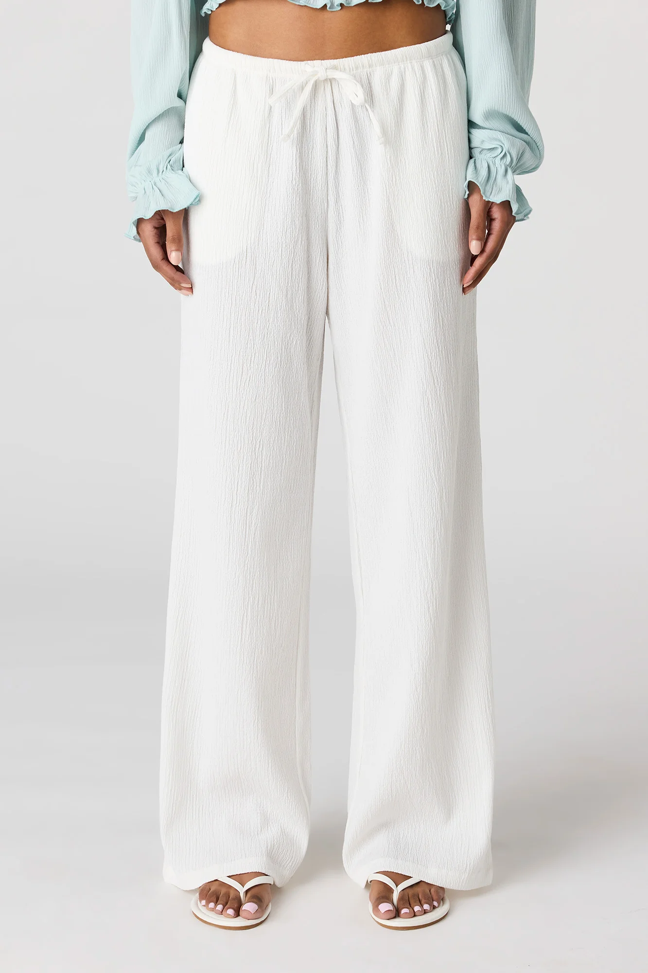 Textured Flowy Drawstring Dress Pant - Image 2