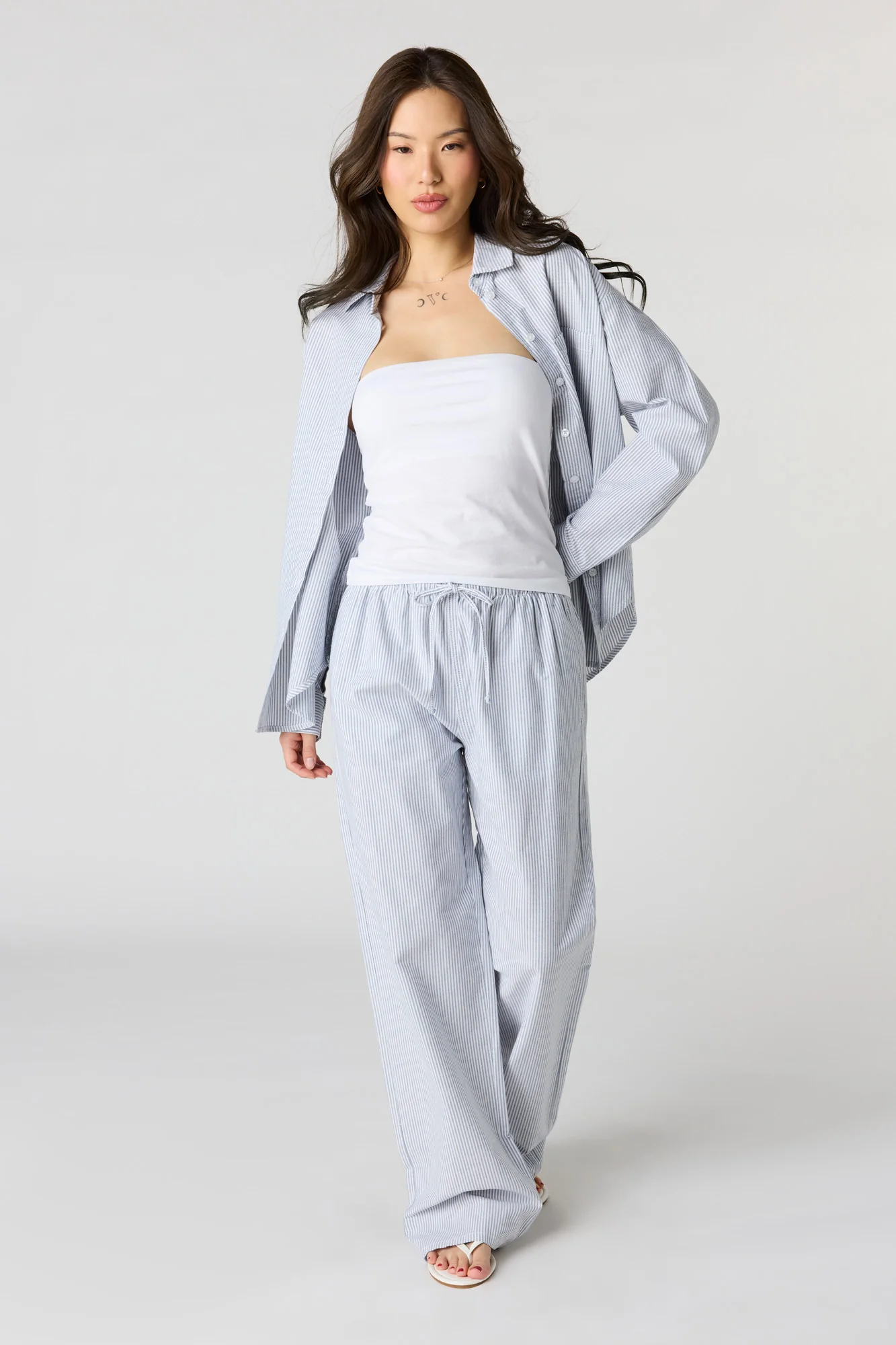 Pinstriped Wide Leg Pant - Image 7