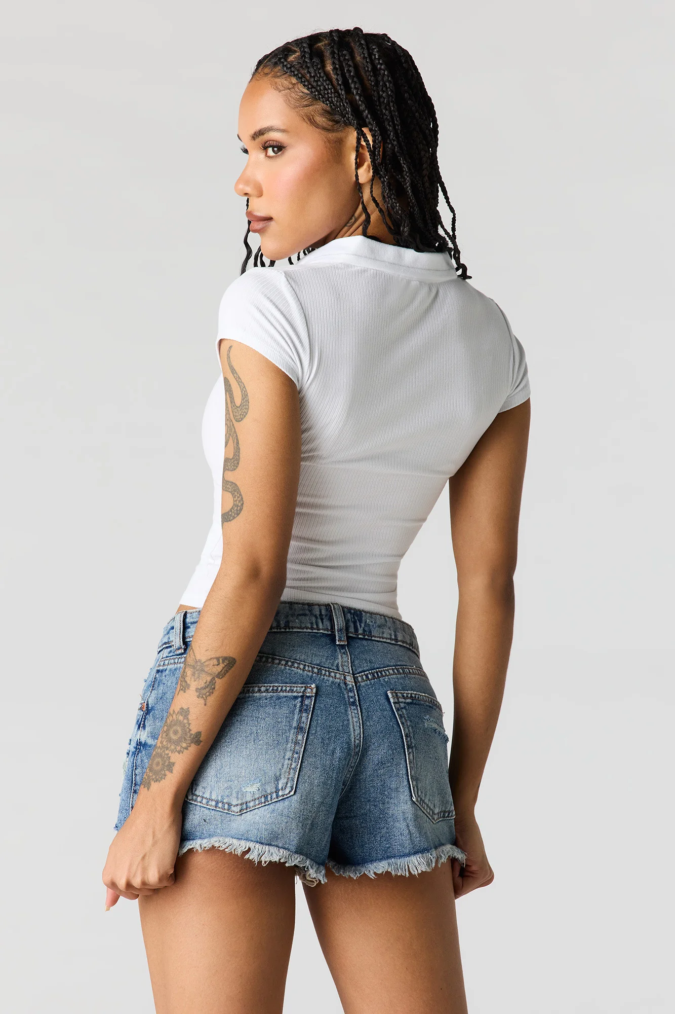 Chelsea Ripped High Rise Dark Denim Short - Image 2
