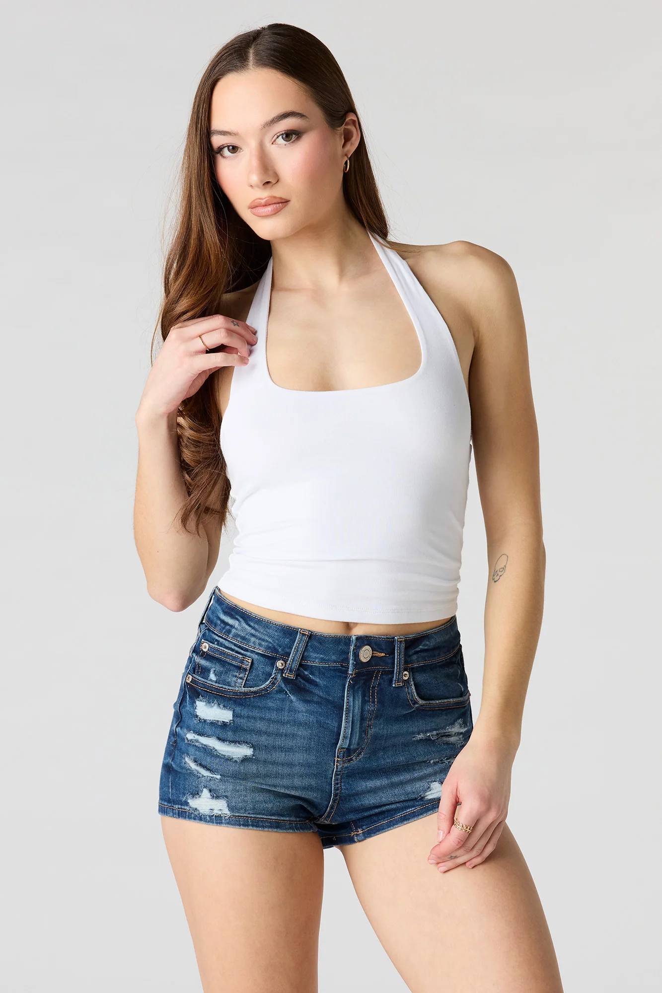 Miami High Rise Ripped Denim Short