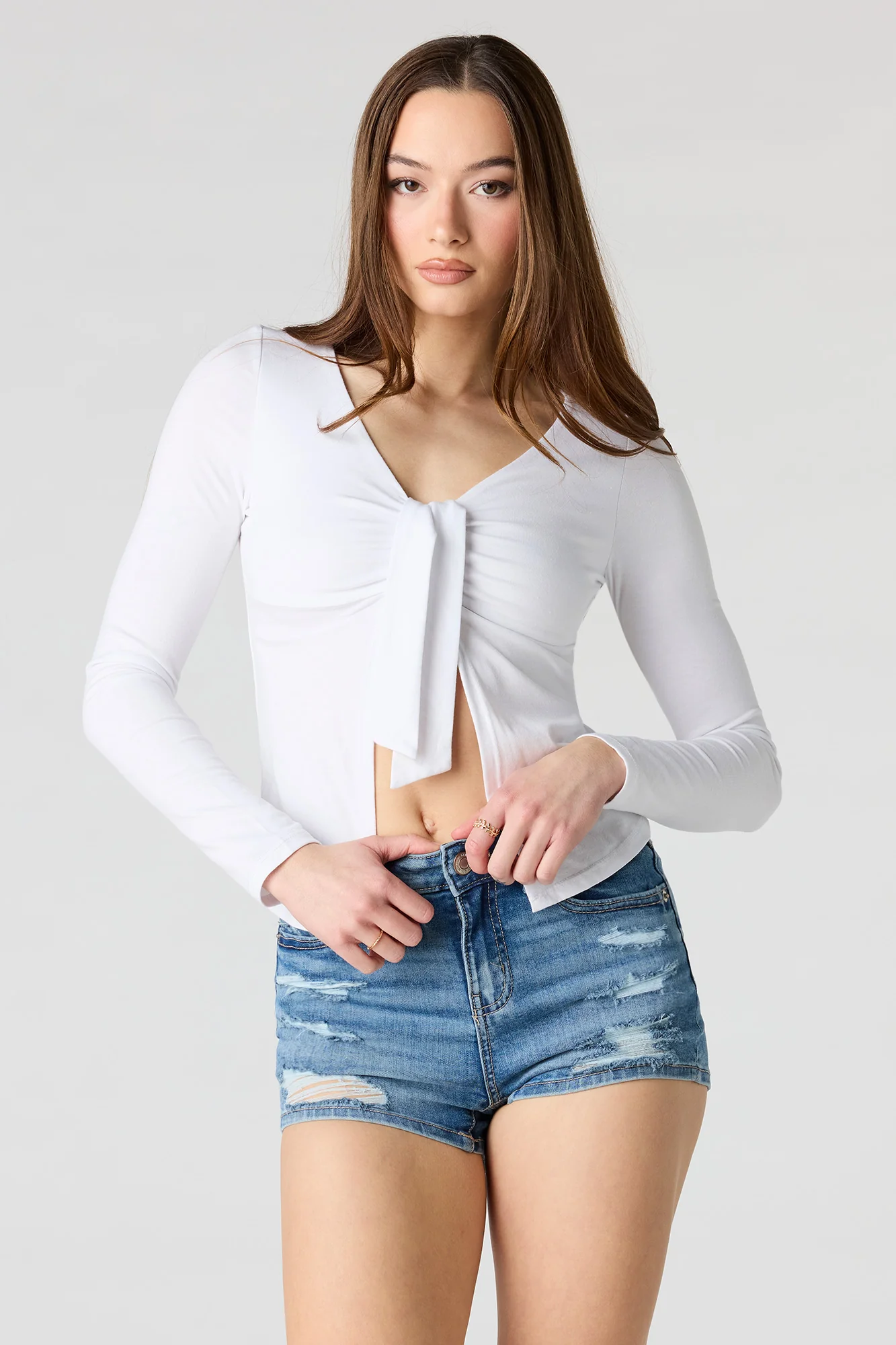 Miami High Rise Ripped Denim Short