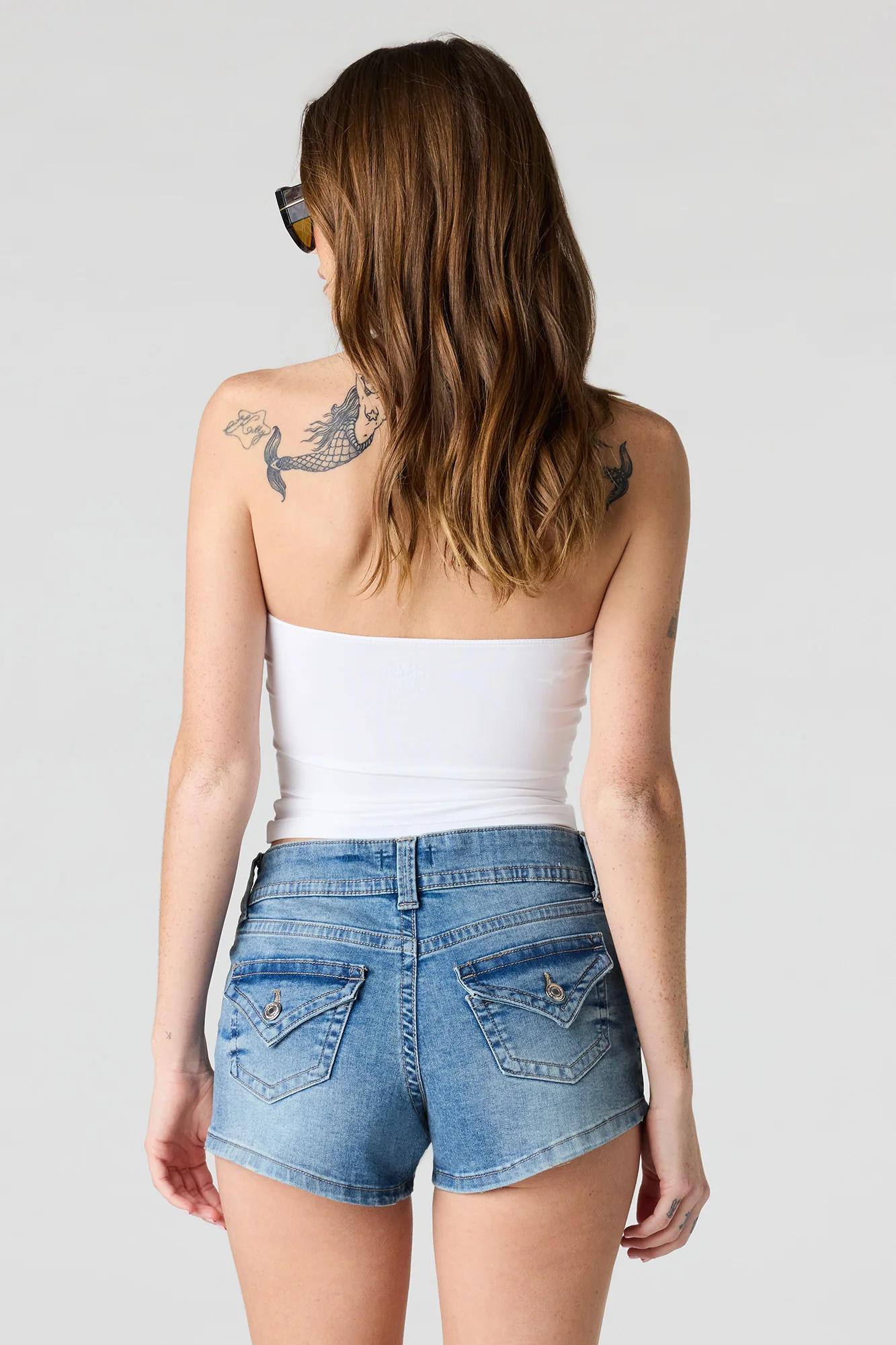 Low Rise Micro Grey Denim Short - Image 5