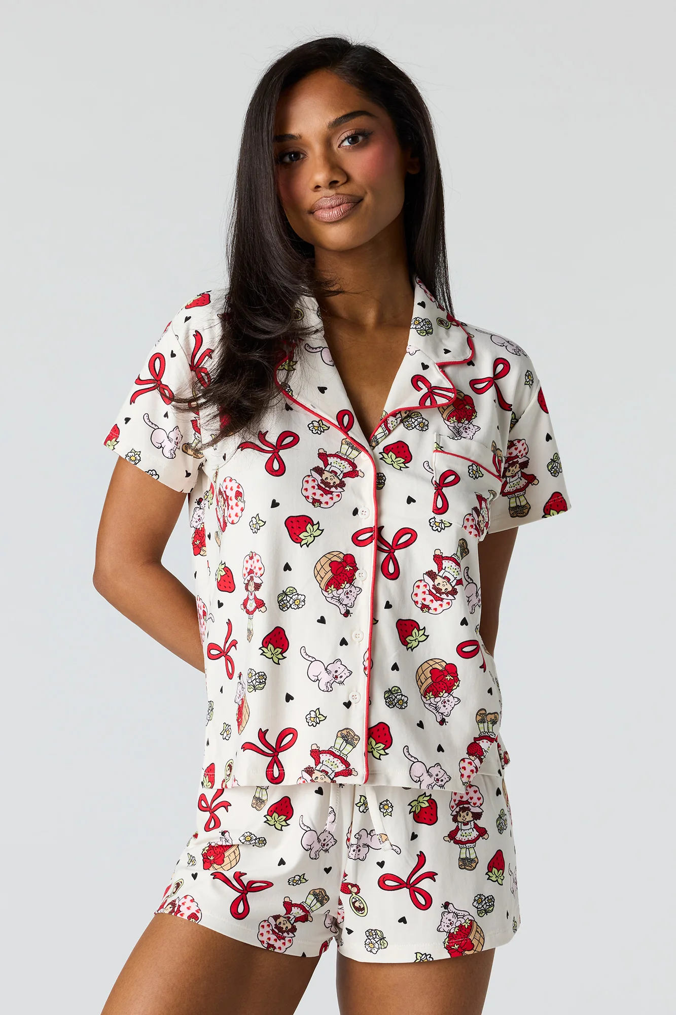 Strawberry Shortcake Button-Up Top & Short Pajama Set - Image 4