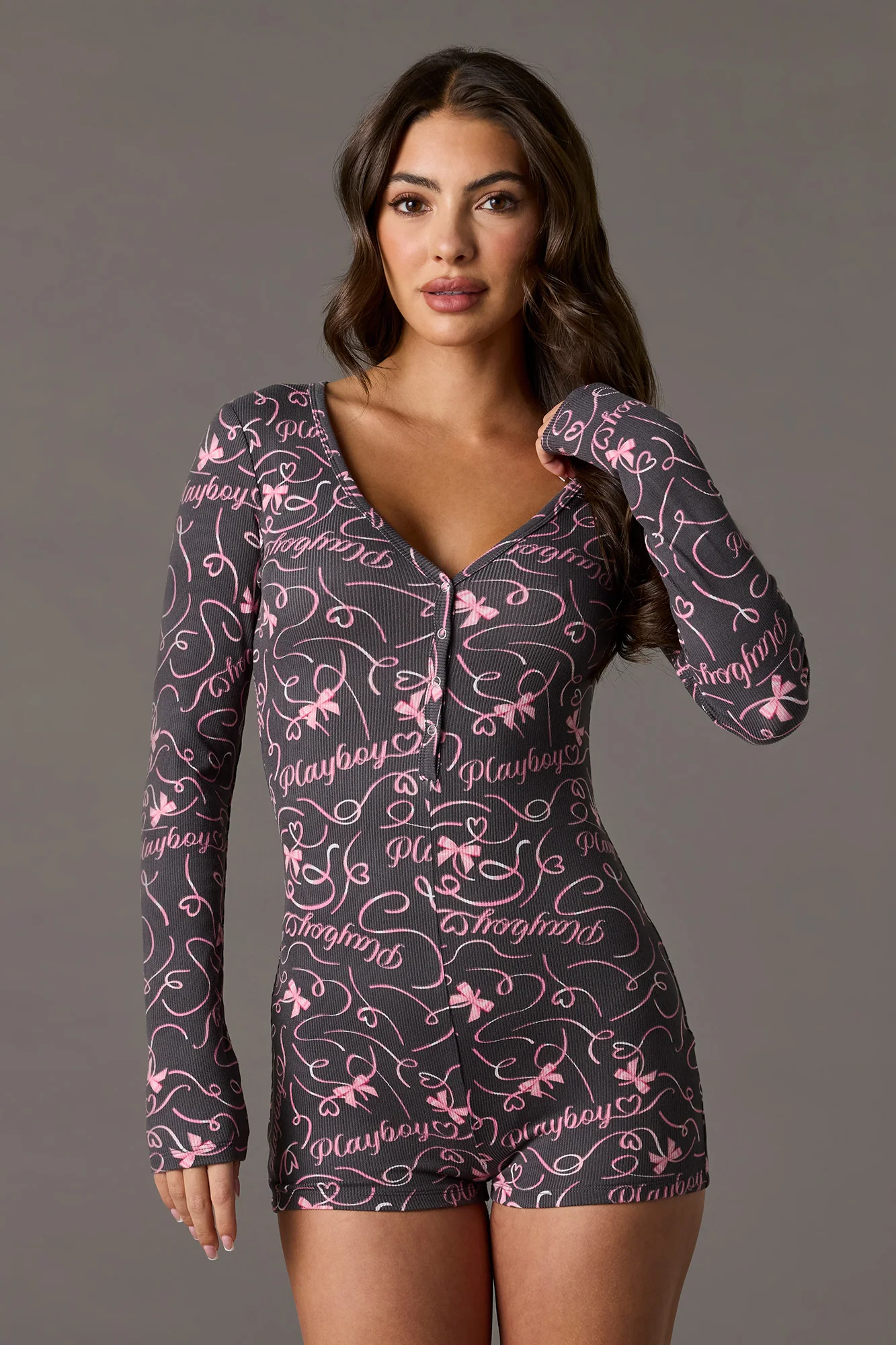 Playboy Ribbed Pajama Romper - Image 4