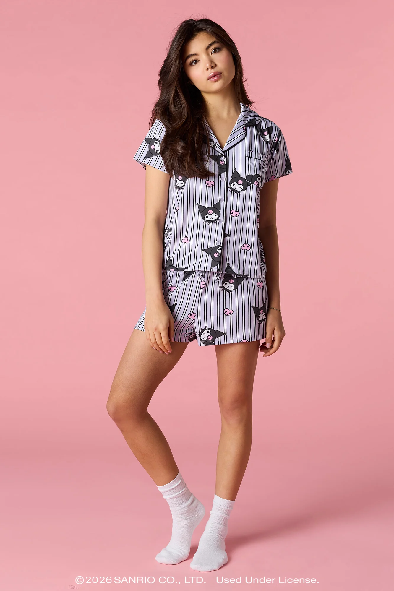 Kuromi™ Button-Up Top & Short Pajama Set - Image 3