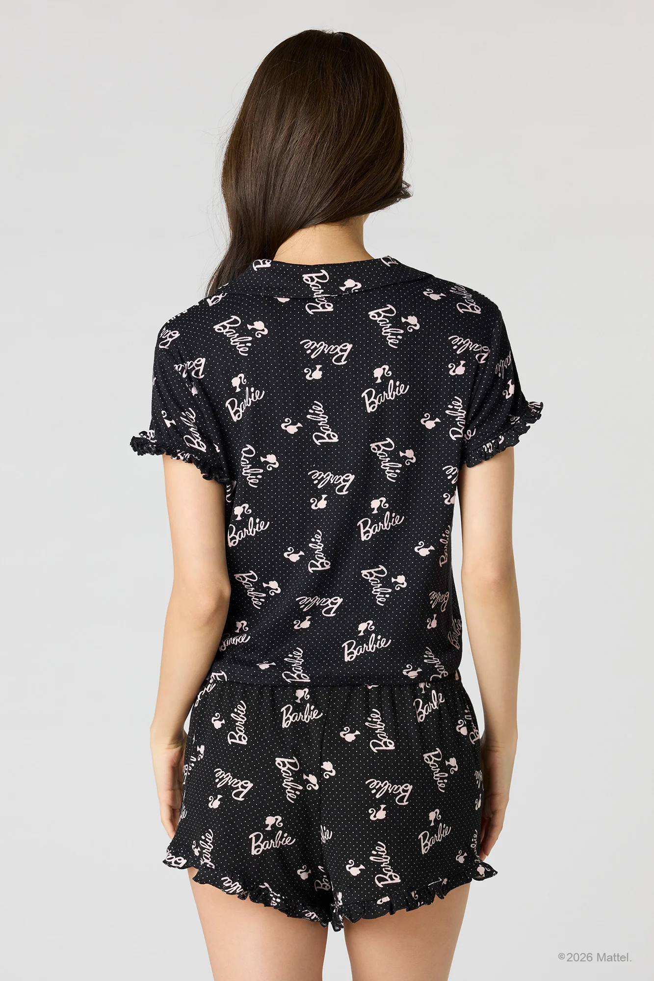 Barbie™ Pointelle Button-Up Top & Short Pajama Set - Image 5