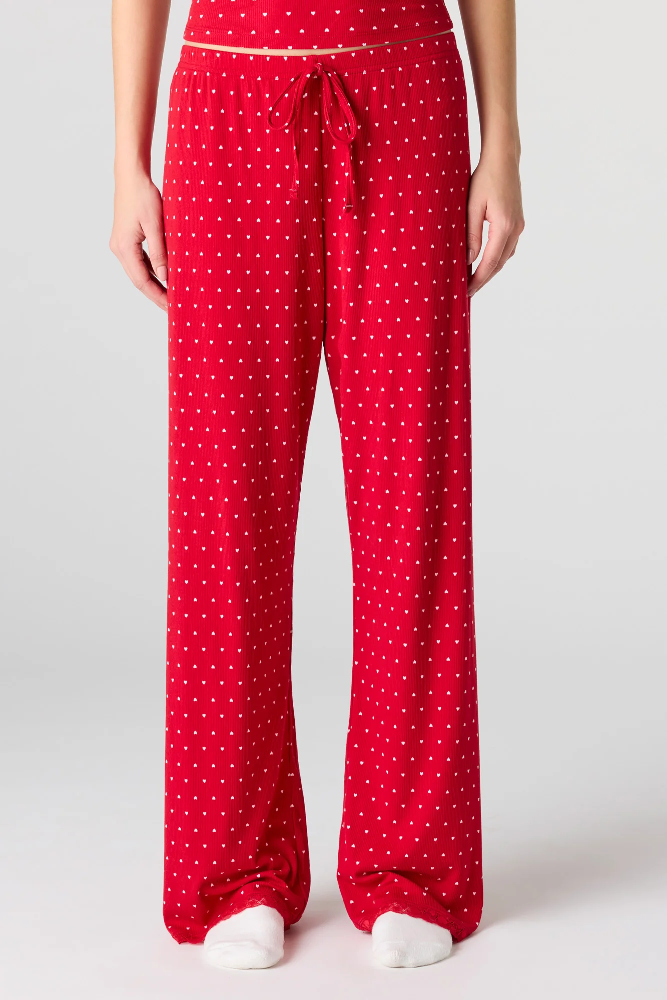 Ribbed Lace Trim Tank & Pant Pajama Set - Image 15