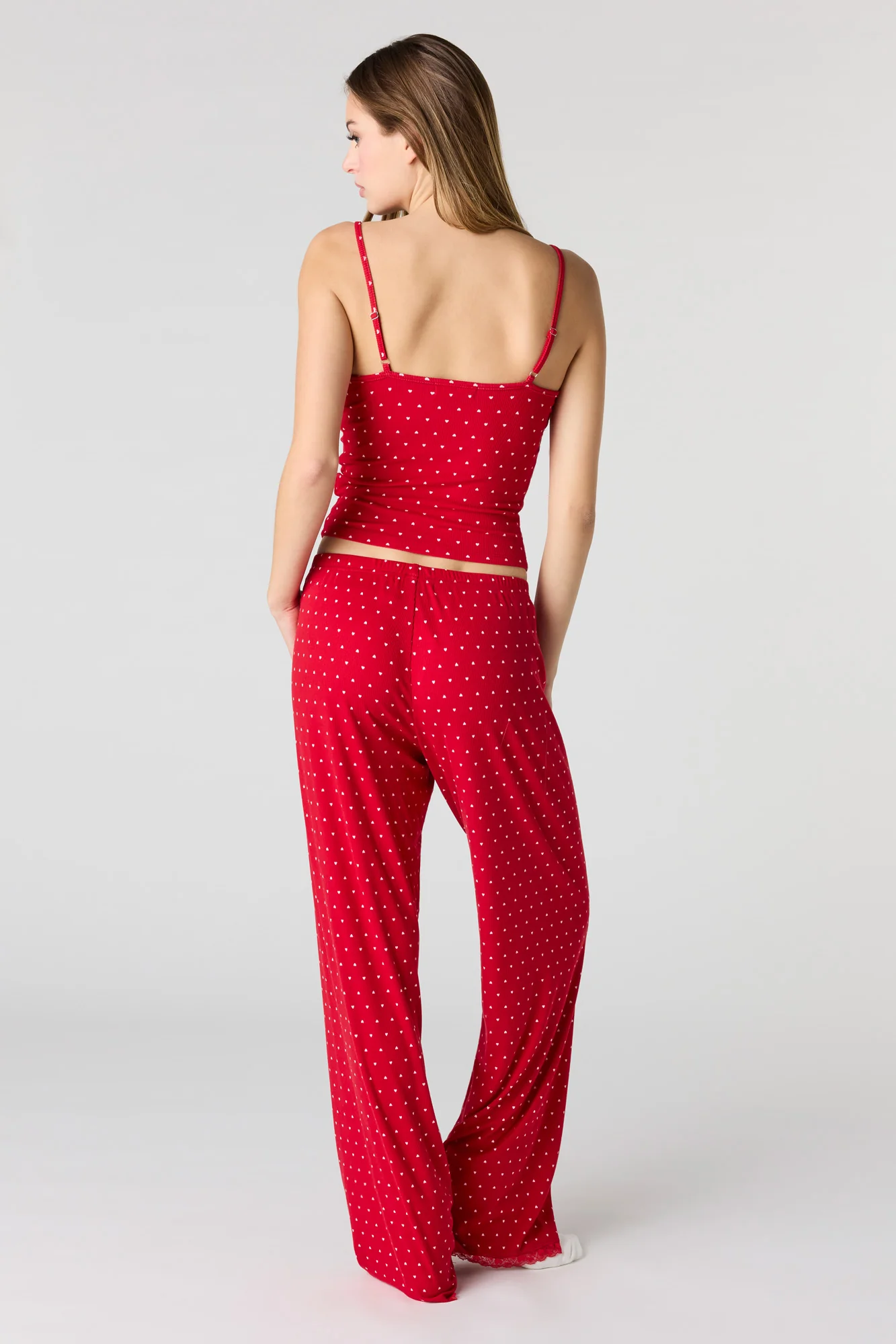 Ribbed Lace Trim Tank & Pant Pajama Set - Image 16